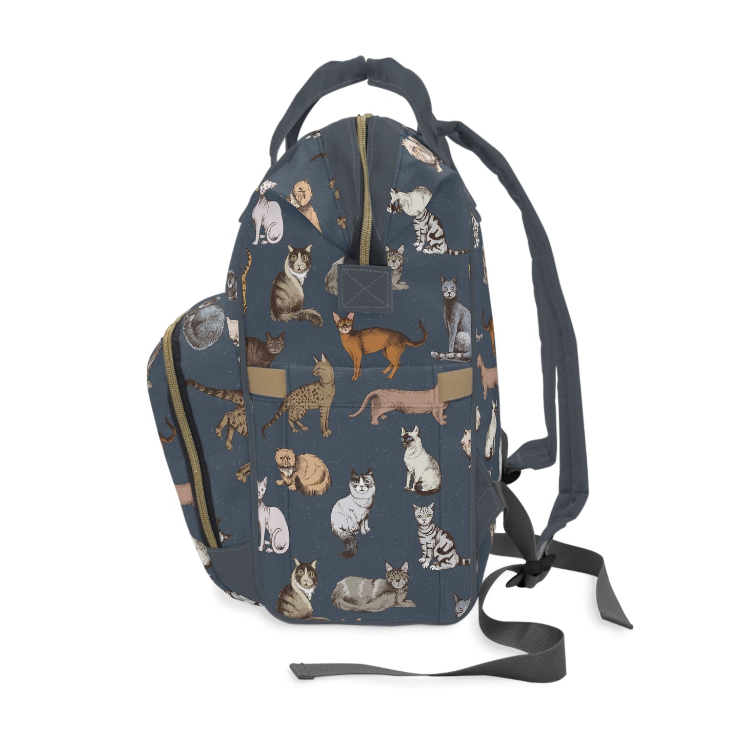 Cats Breeds Pattern Blue Large Capacity Backpack