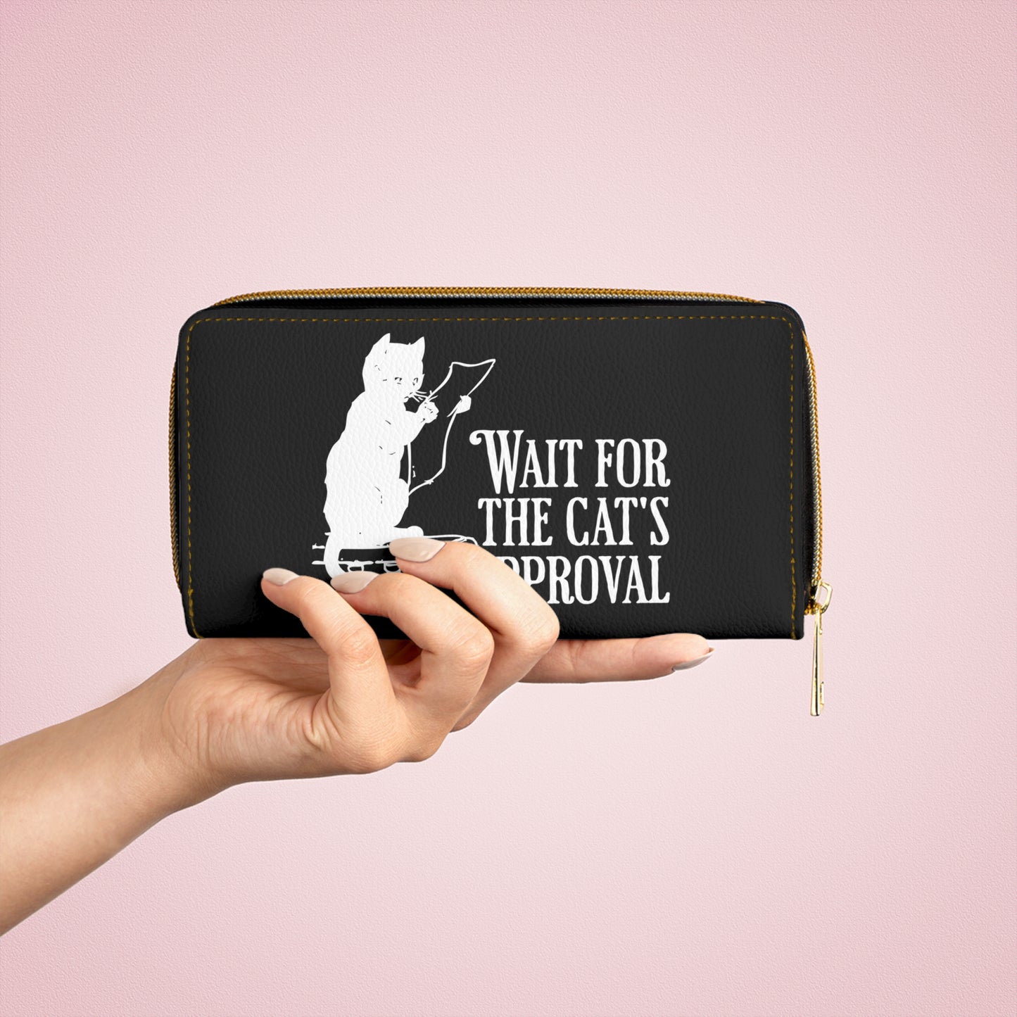 Wait for the cat's approval Zipper Wallet