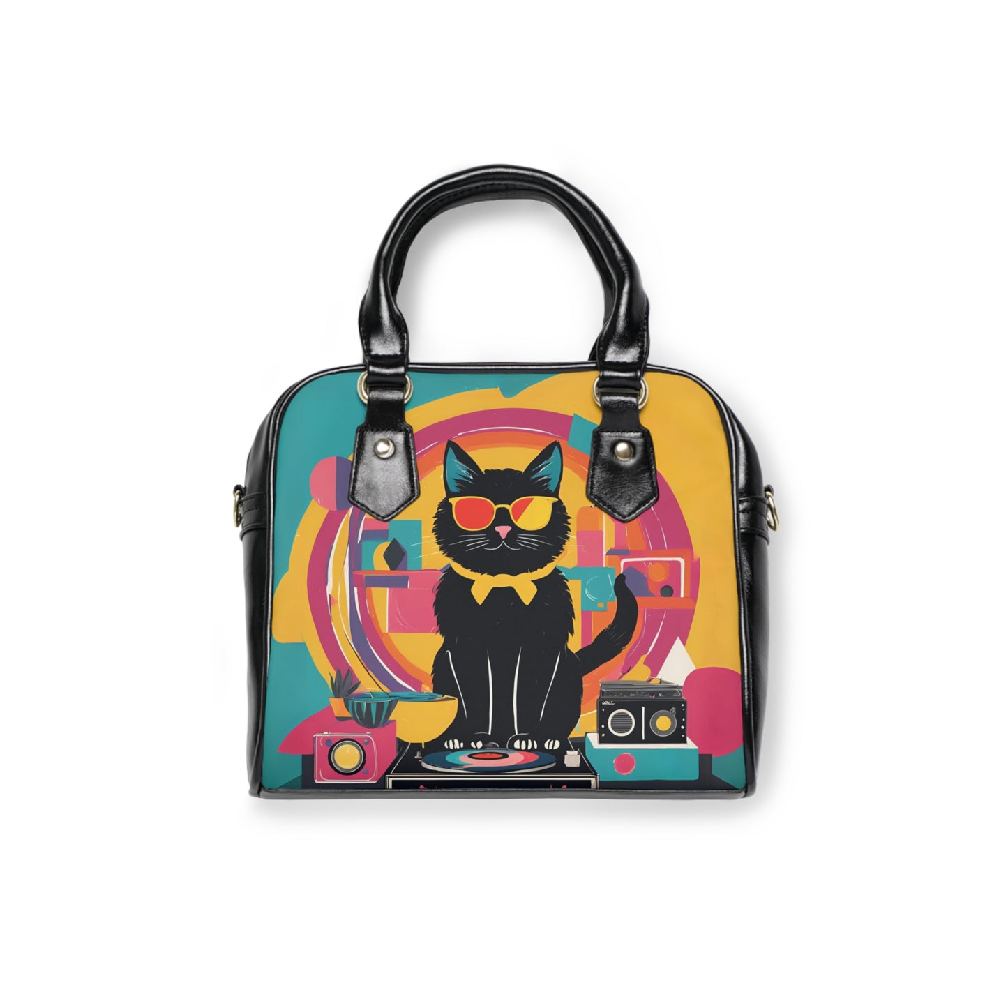 Black Cat DJ Shoulder Handbag