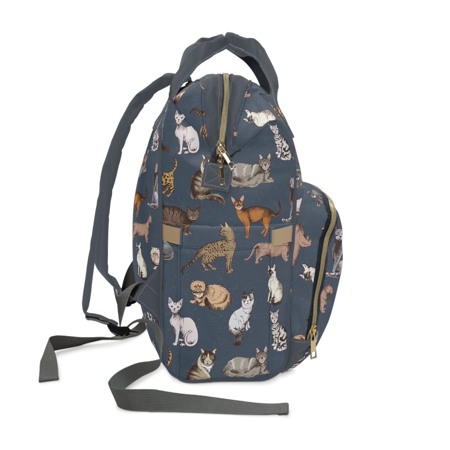 Cats Breeds Pattern Blue Large Capacity Backpack