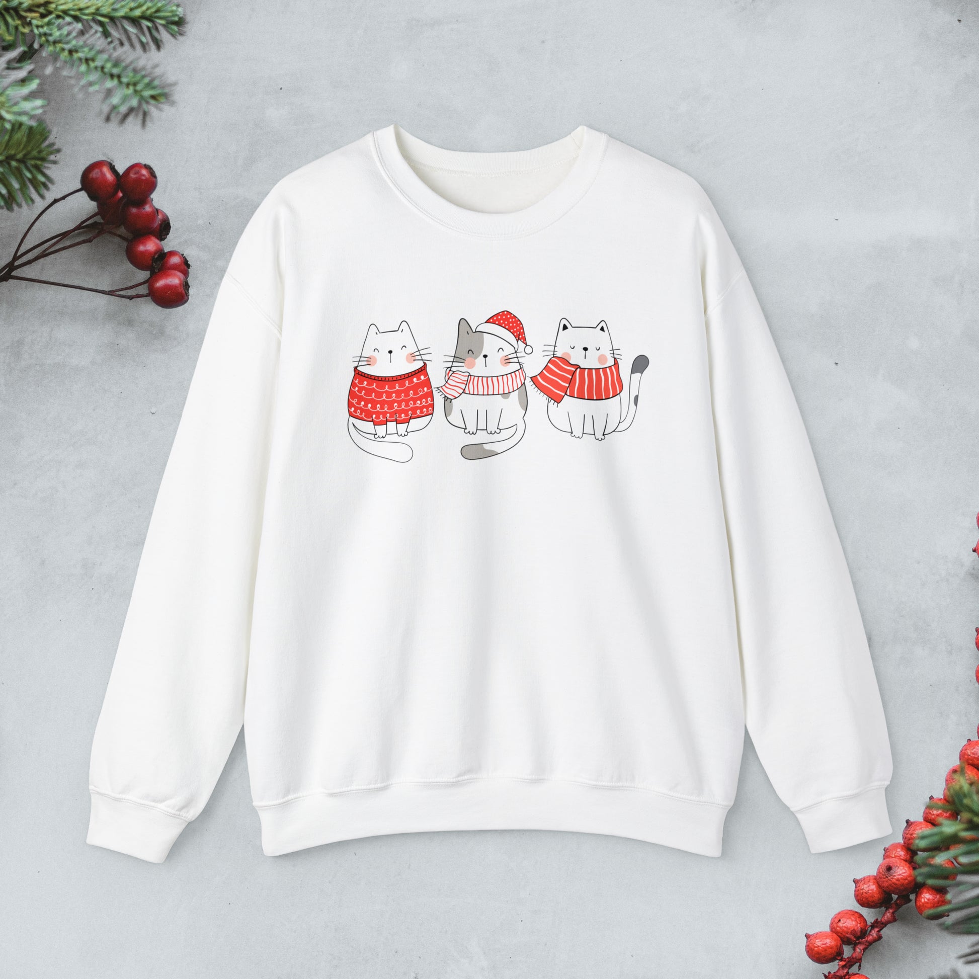 Cute cats Trio Christmas Sweatshirt, Kawaii cats xmas Pullover, Funny cat Merry Christmas crewneck sweater, cat cozy jumper, cat lover gift