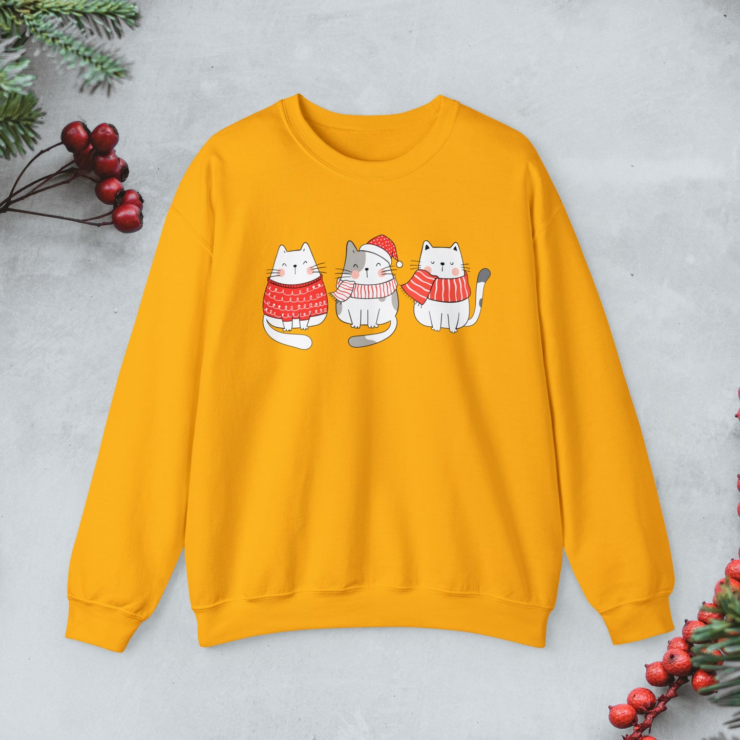 Cute cats Trio Christmas Sweatshirt, Kawaii cats xmas Pullover, Funny cat Merry Christmas crewneck sweater, cat cozy jumper, cat lover gift