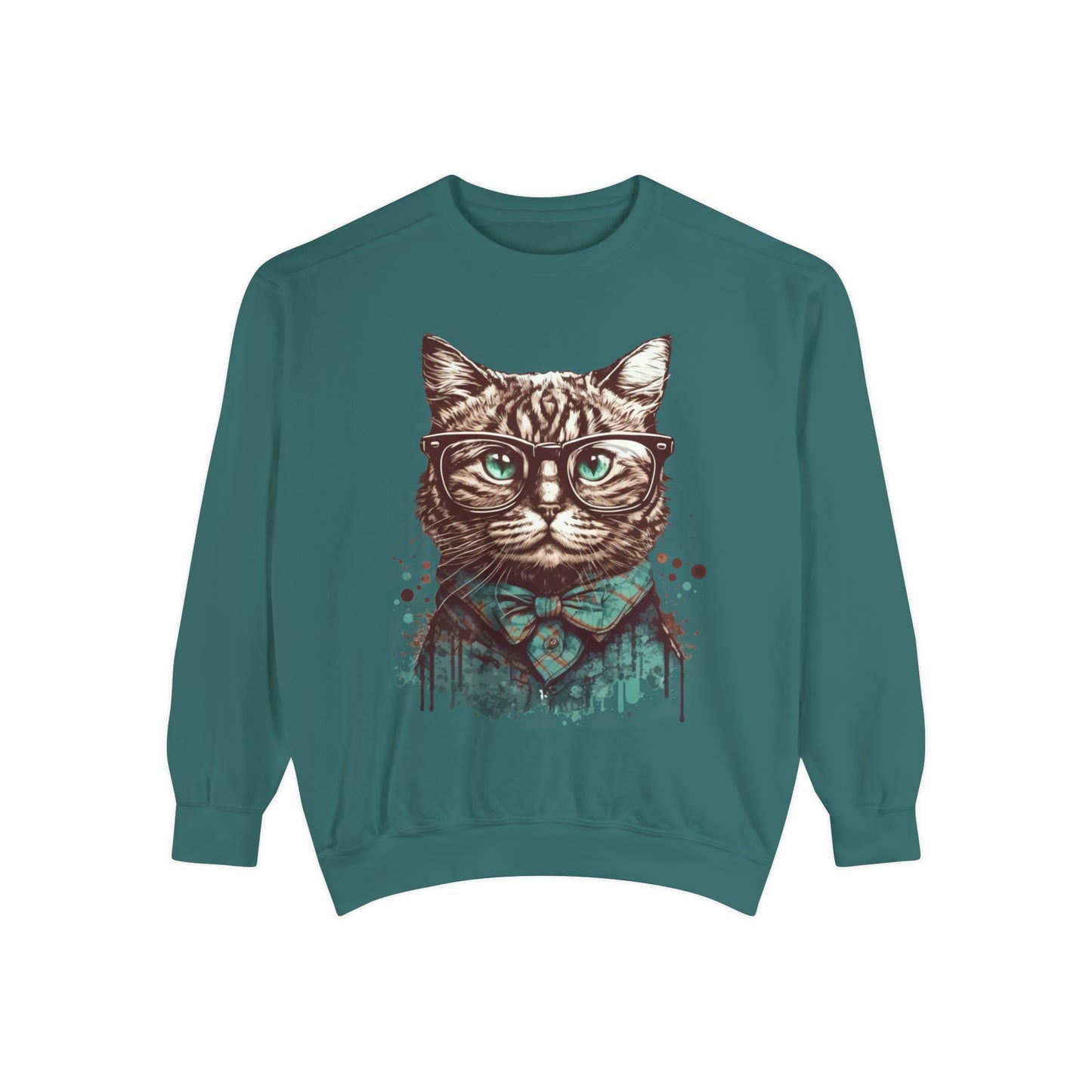 Nerdy Cat Garment-Dyed Sweatshirt