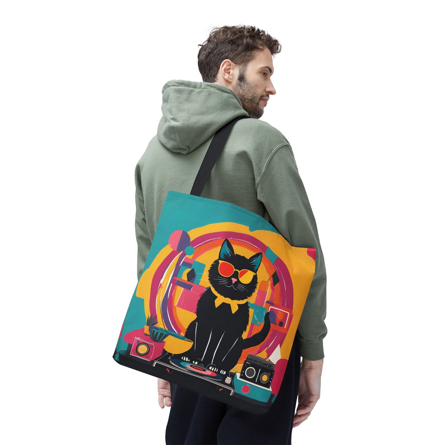 Black Cat DJ Canvas Tote Bag