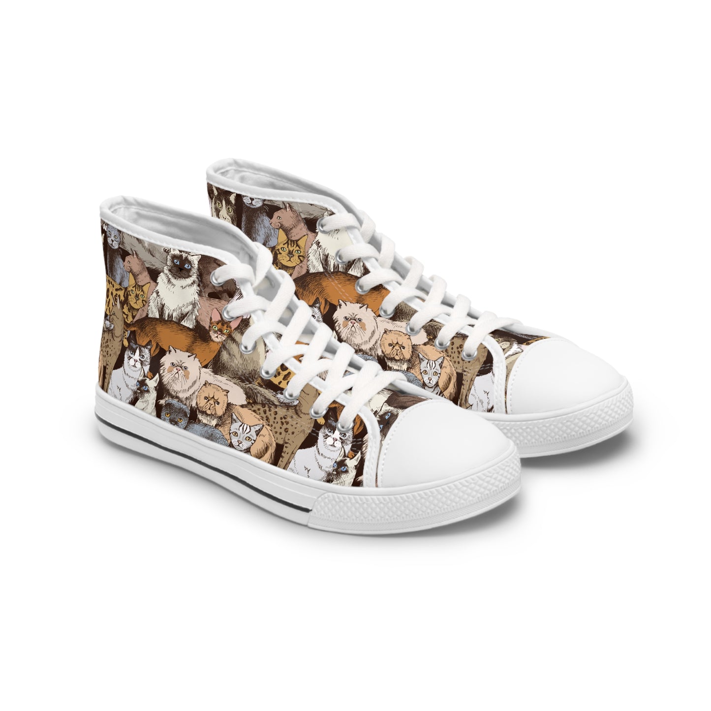 Vintage Cats Pattern Women's High-Top Sneakers