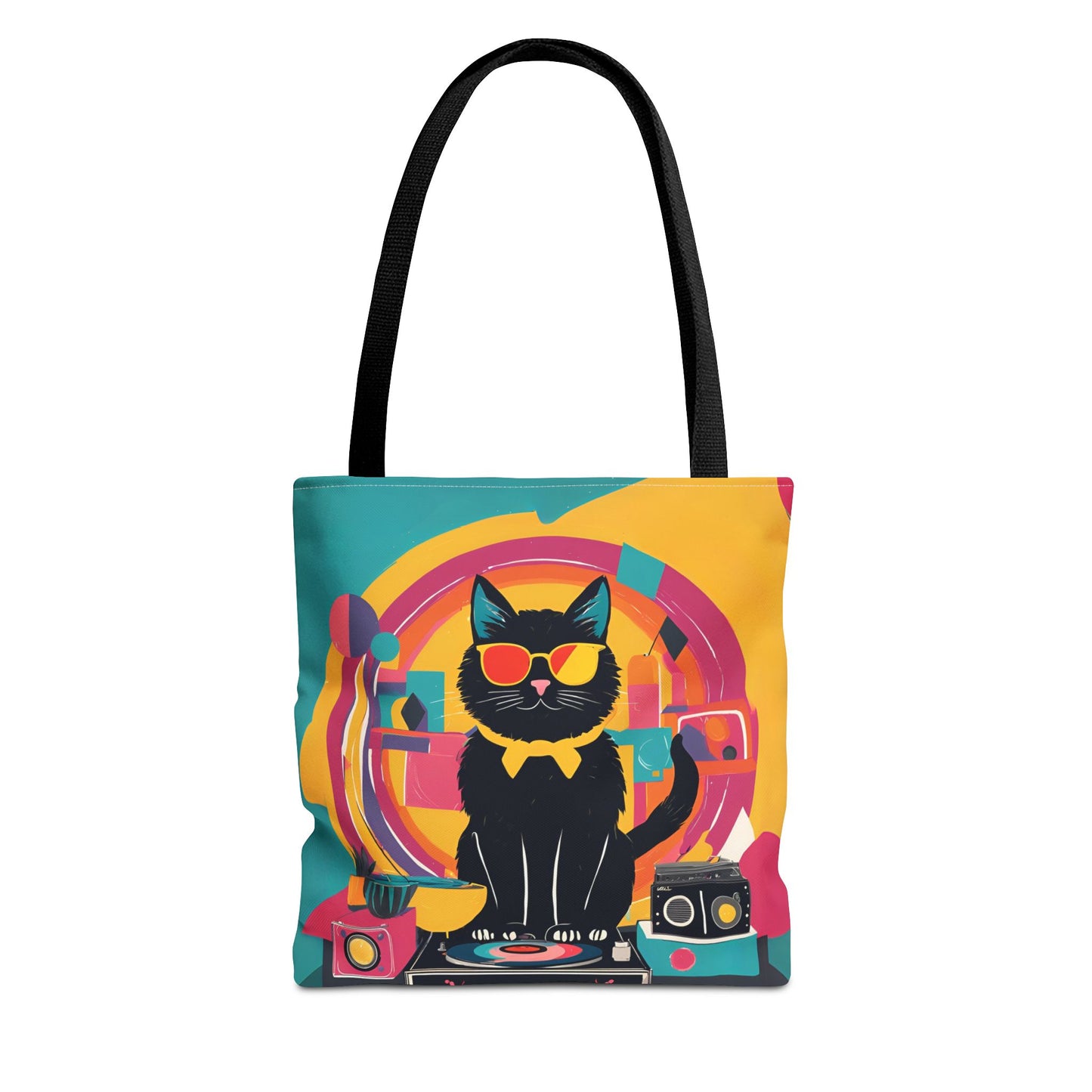 Black Cat DJ Canvas Tote Bag