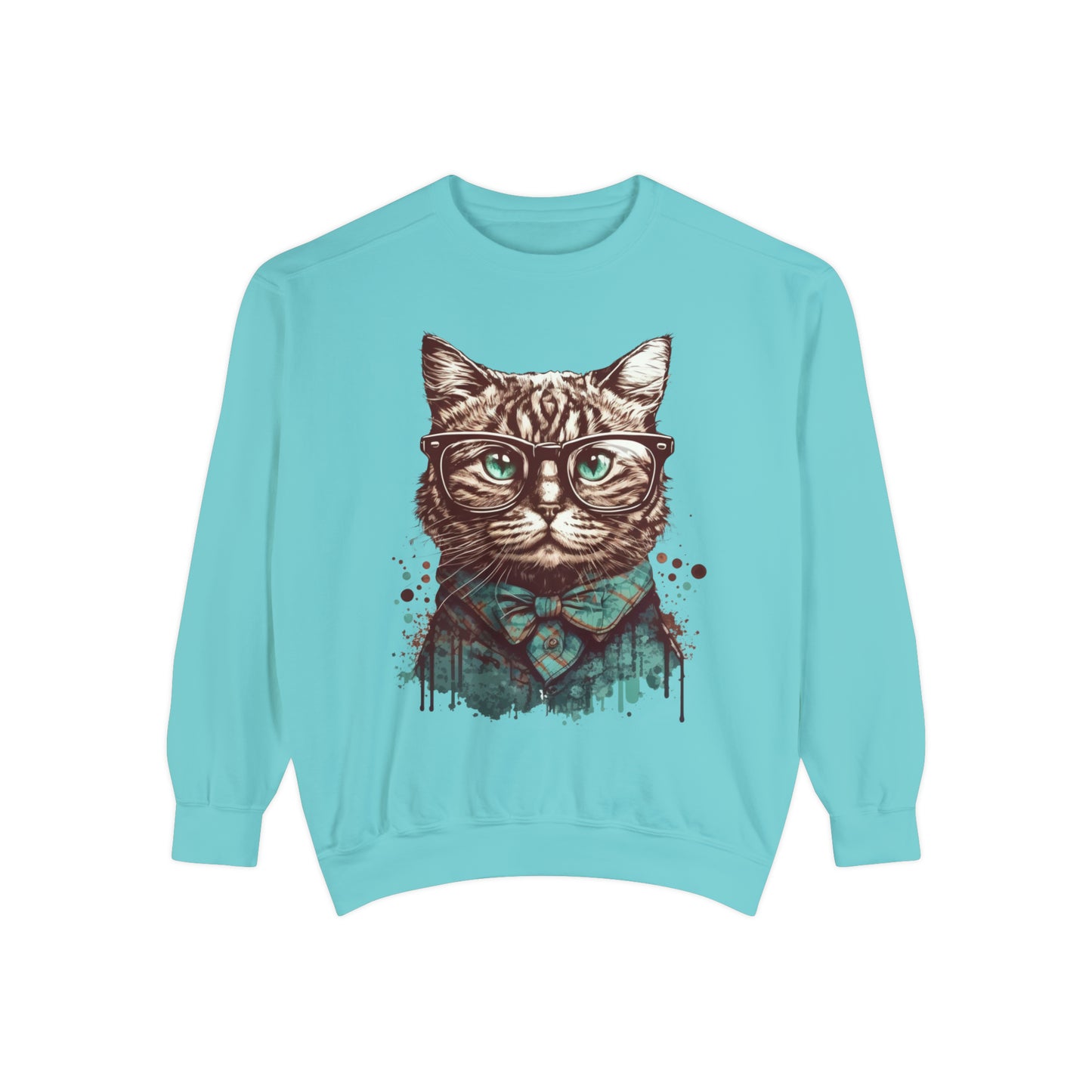 Nerdy Cat Garment-Dyed Sweatshirt