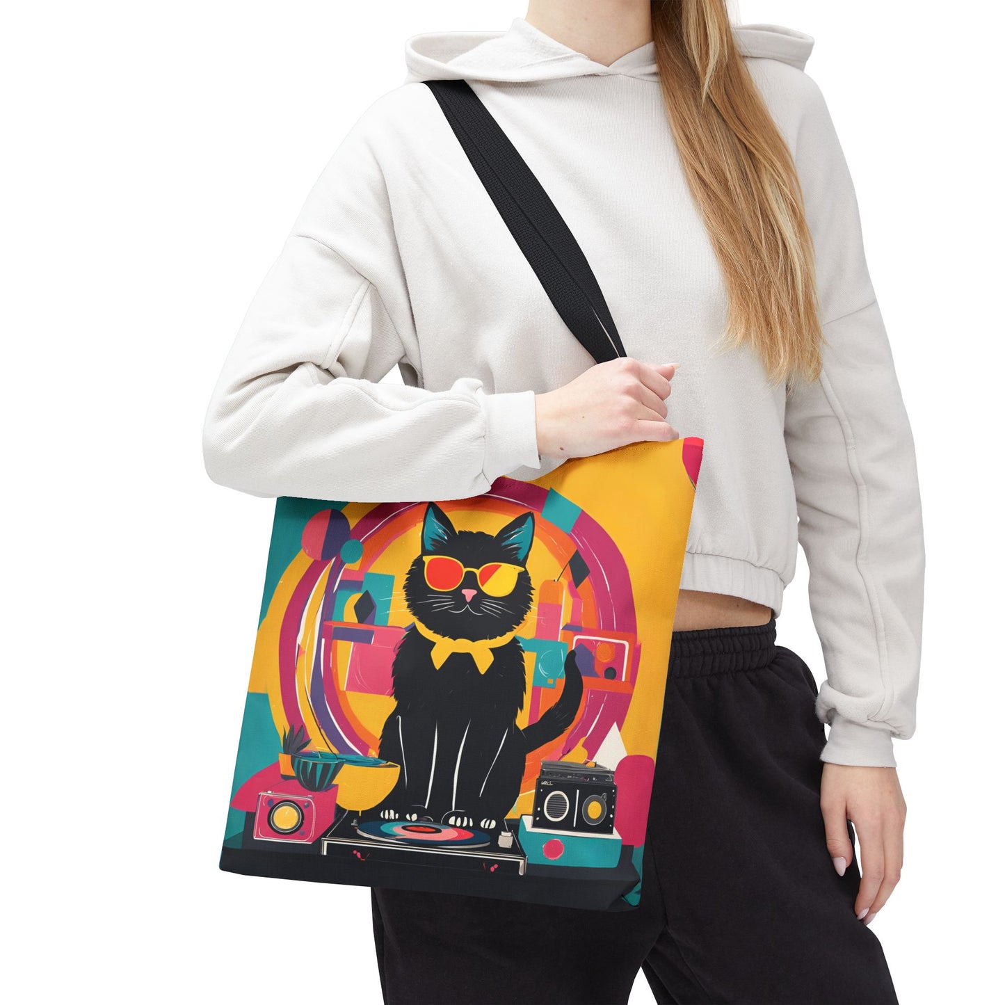 Black Cat DJ Canvas Tote Bag