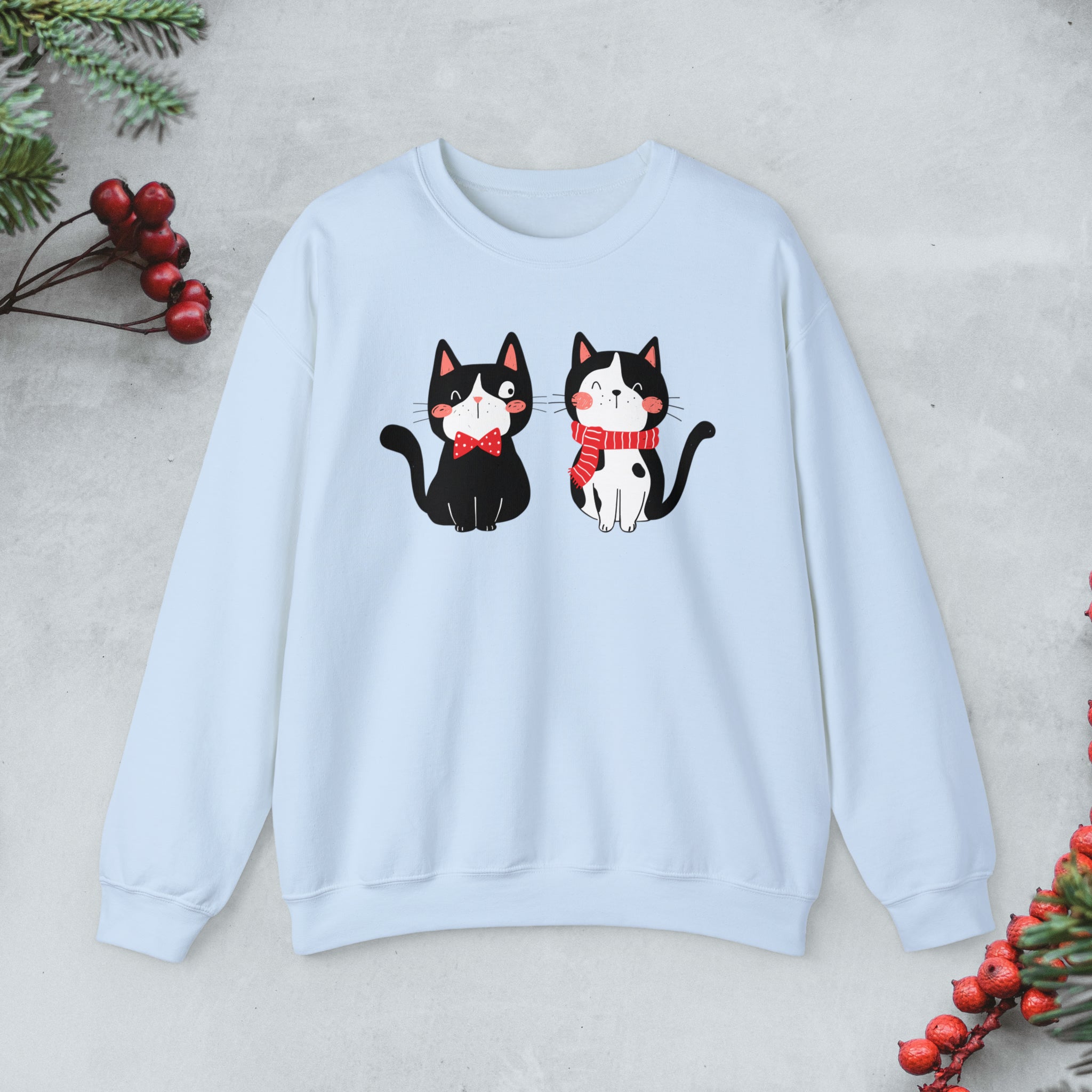 Cute Cats duo Christmas Sweatshirt Kawaii cats xmas cozy Pullover Meowsome Boutique