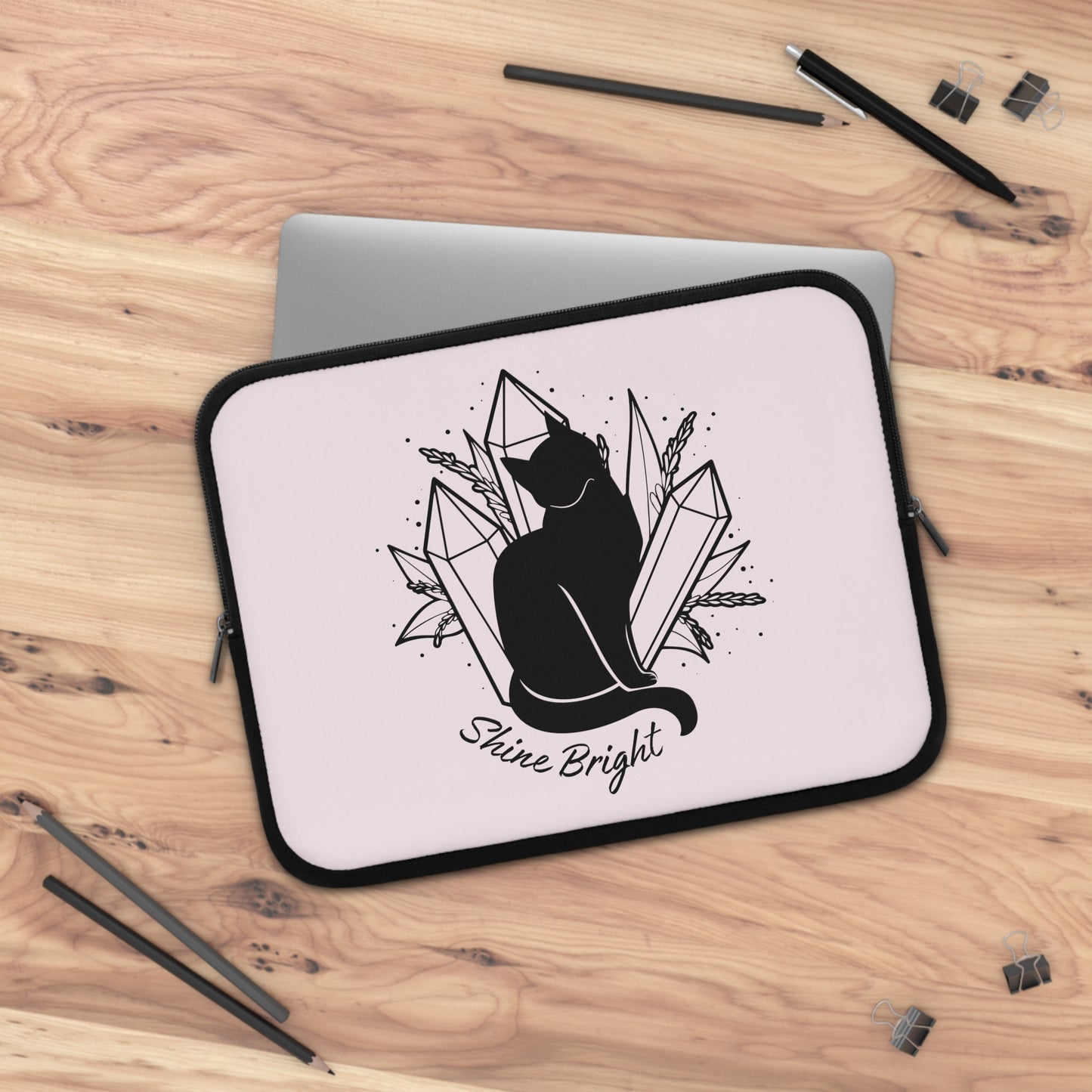 Crystals and Cat Laptop Sleeve