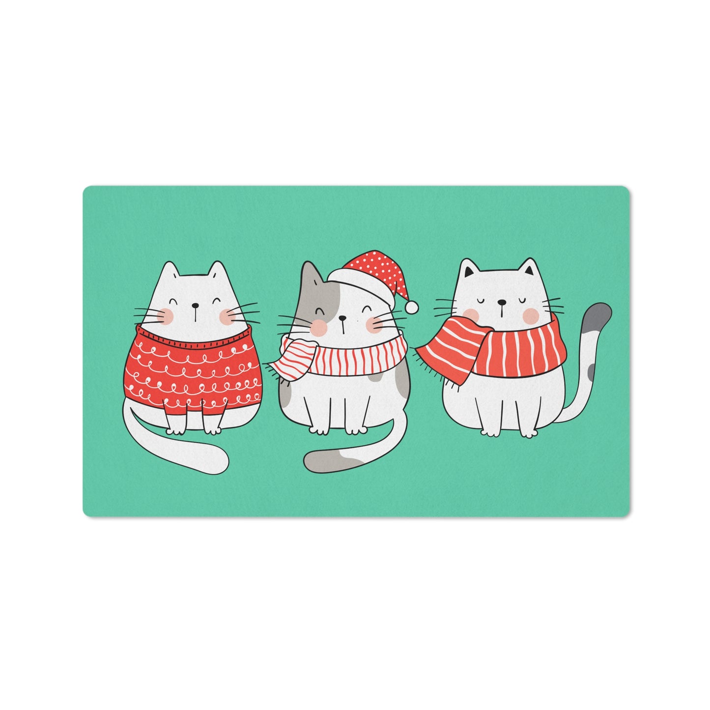 Cute cats trio Christmas Floor mat, Kawaii cats Merry xmas flooring mat, Cozy Christmas doormat, Christmas home decor, Christmas decorations