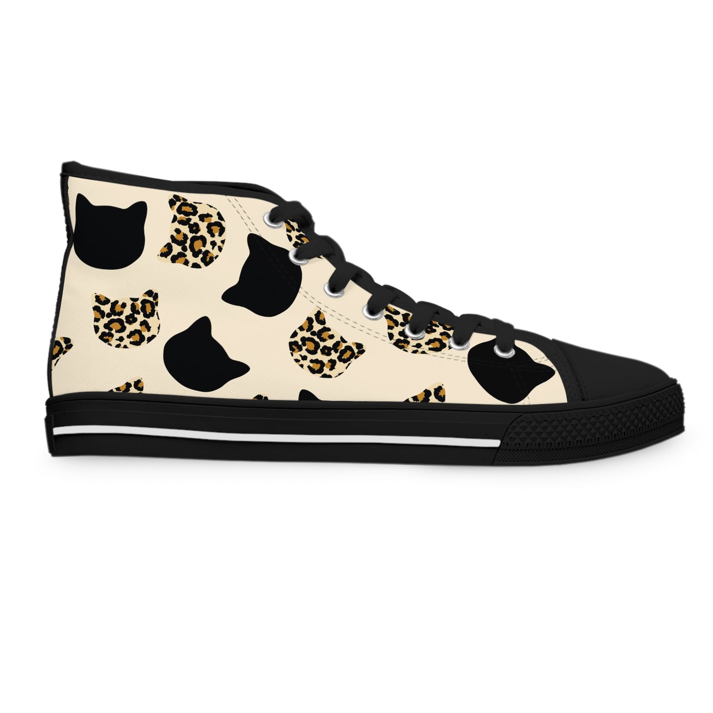 Cat Heads and Leopard Women's High Top Sneakers