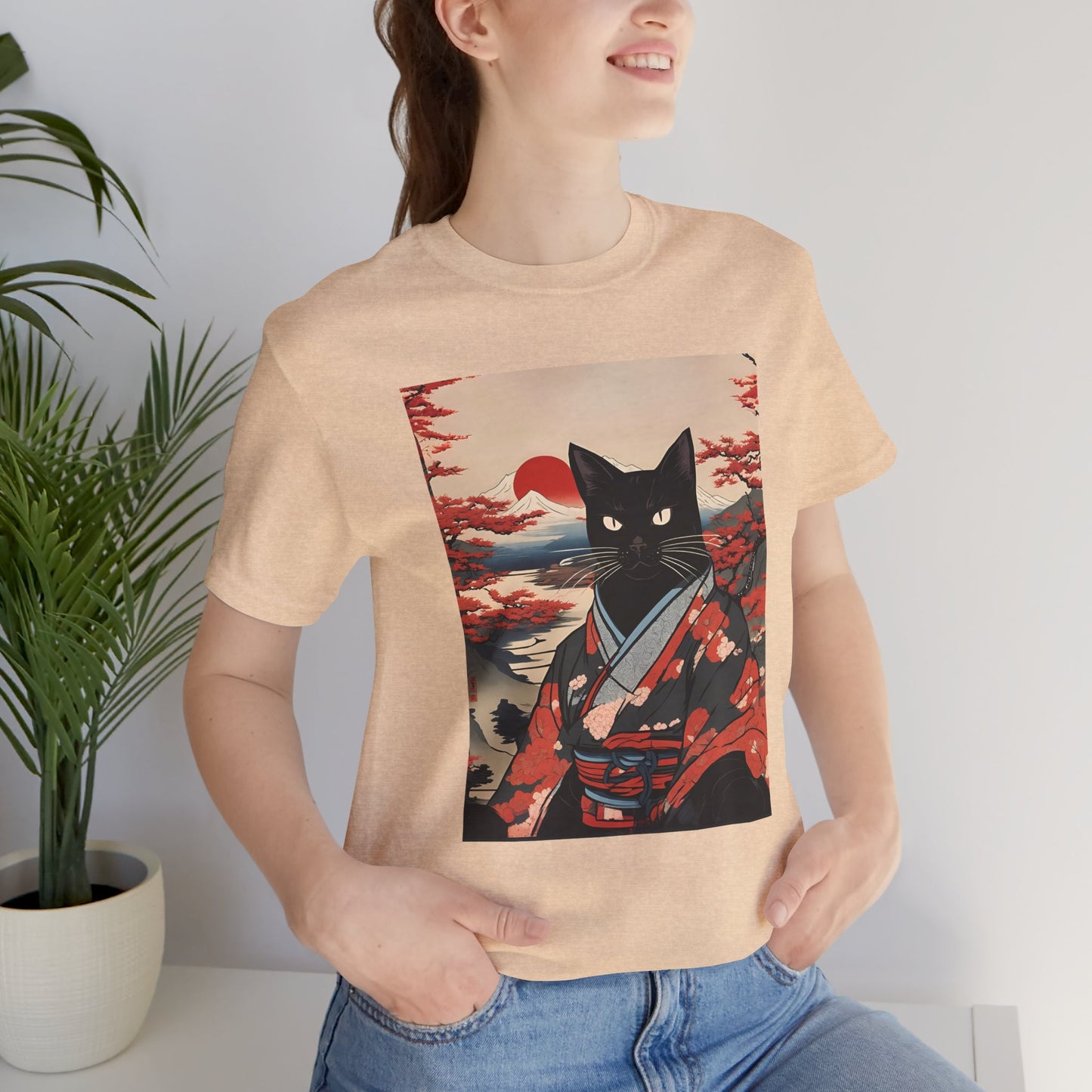 Ukiyo-e Style Black Cat T-Shirt