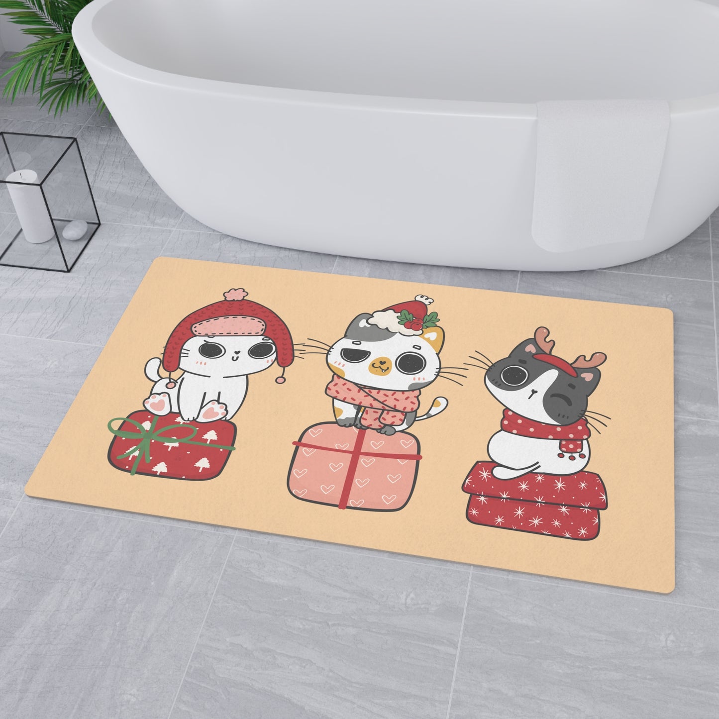 Kawaii Cats Christmas Floor Mat