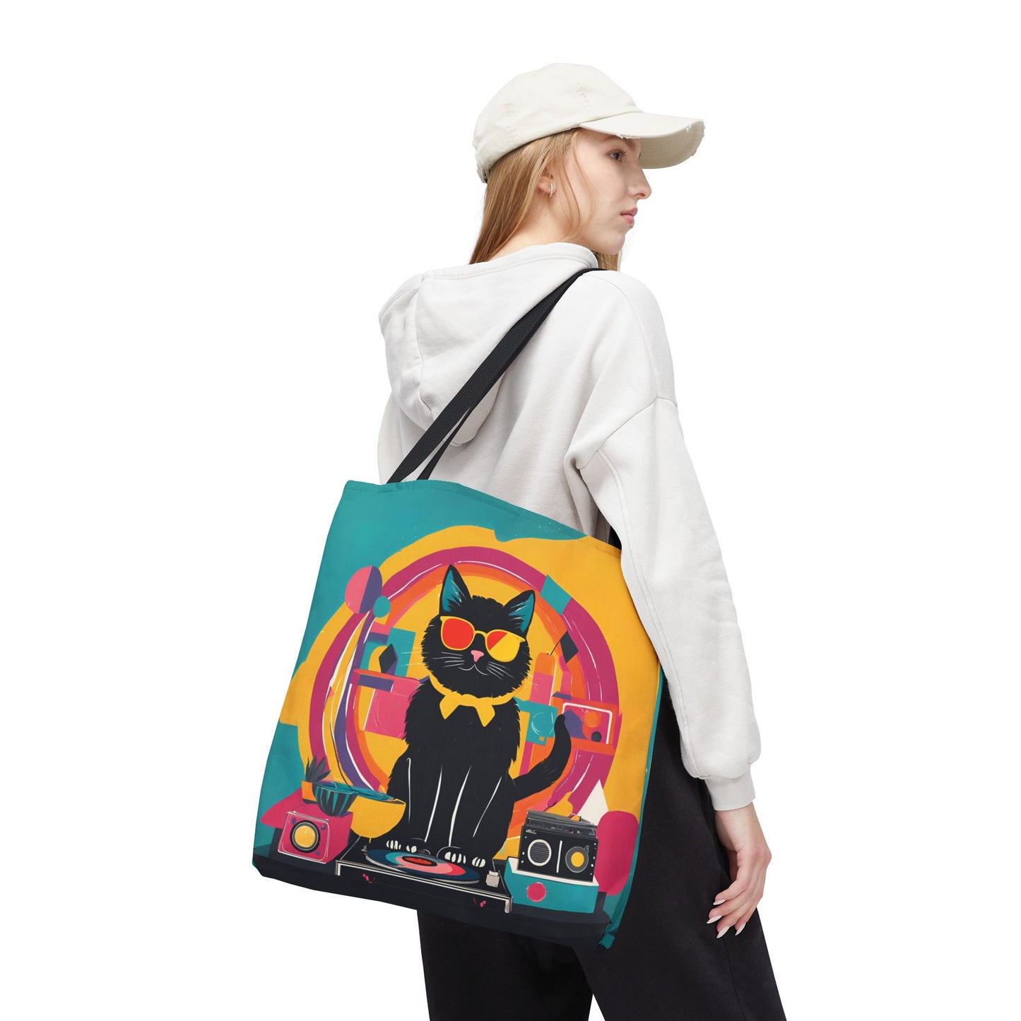 Black Cat DJ Canvas Tote Bag