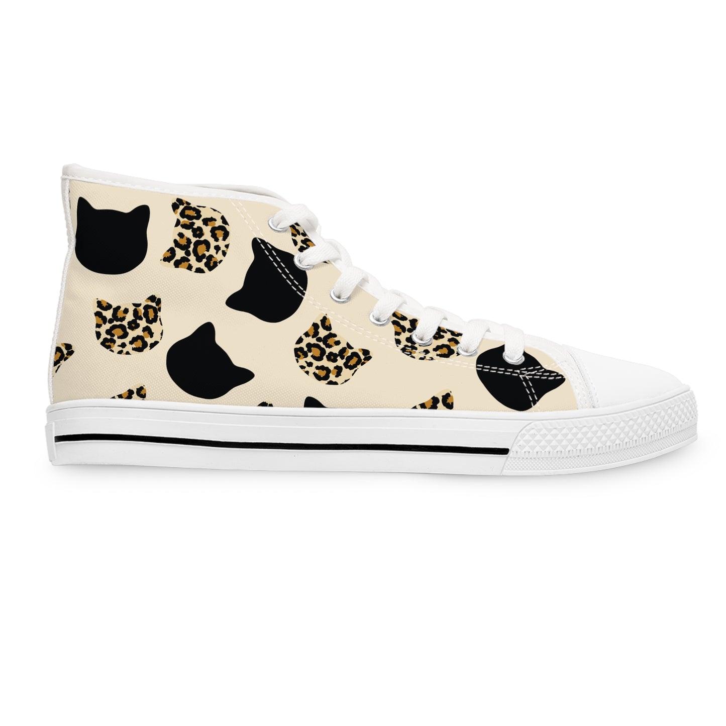 Cat Heads and Leopard Women's High Top Sneakers