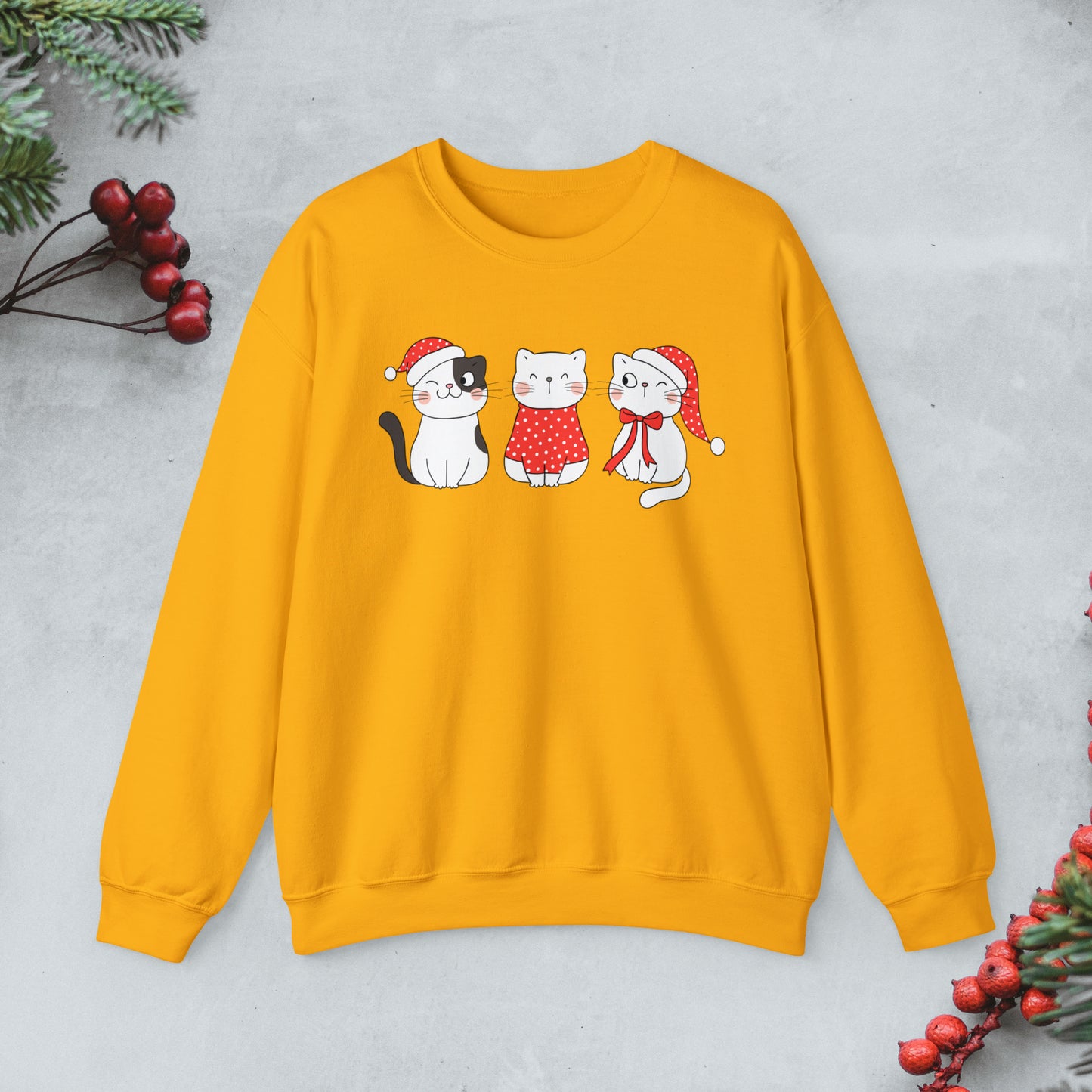 Cute Cats Christmas crewneck Sweatshirt, Kawaii cats xmas Pullover, Funny cats Merry Christmas sweater, Cute cat cozy jumper, cat lover gift