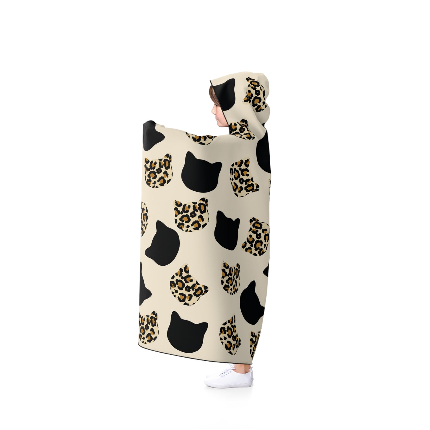 Cat Pattern Hooded Blanket