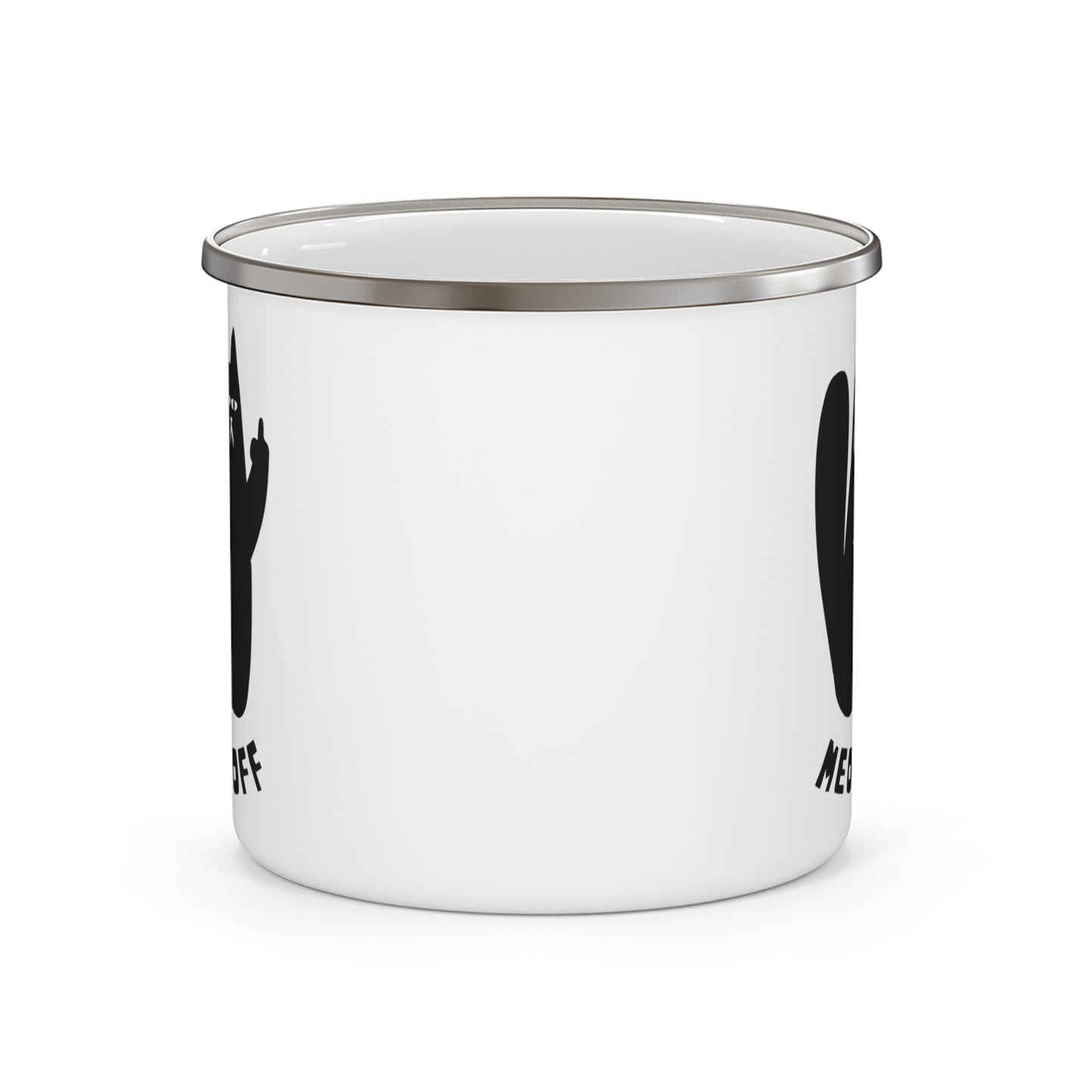 Black Cat says meow off Enamel Camping Mug