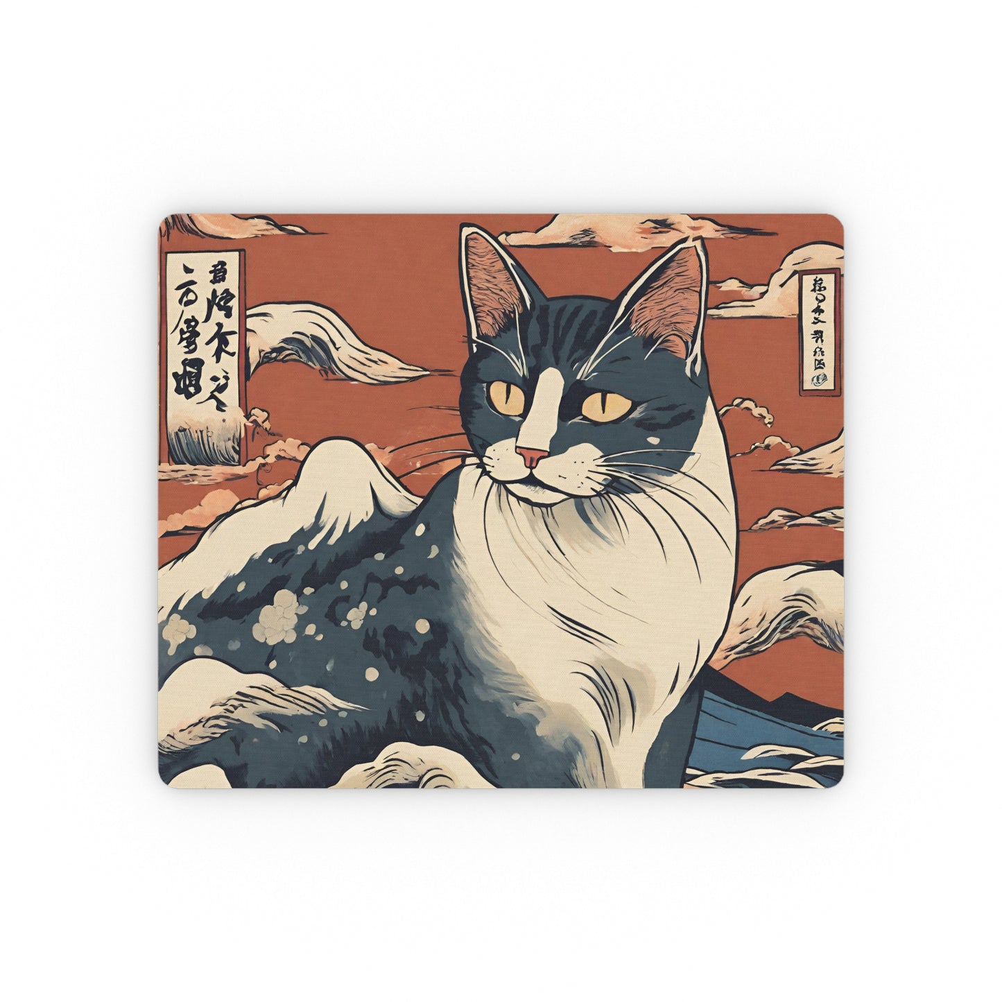 Cat japanese art Mouse Pad, Cat Ukiyo-e style painting mousepad, Cat japan aesthetic desk accessories, Oriental Cat computer accessories