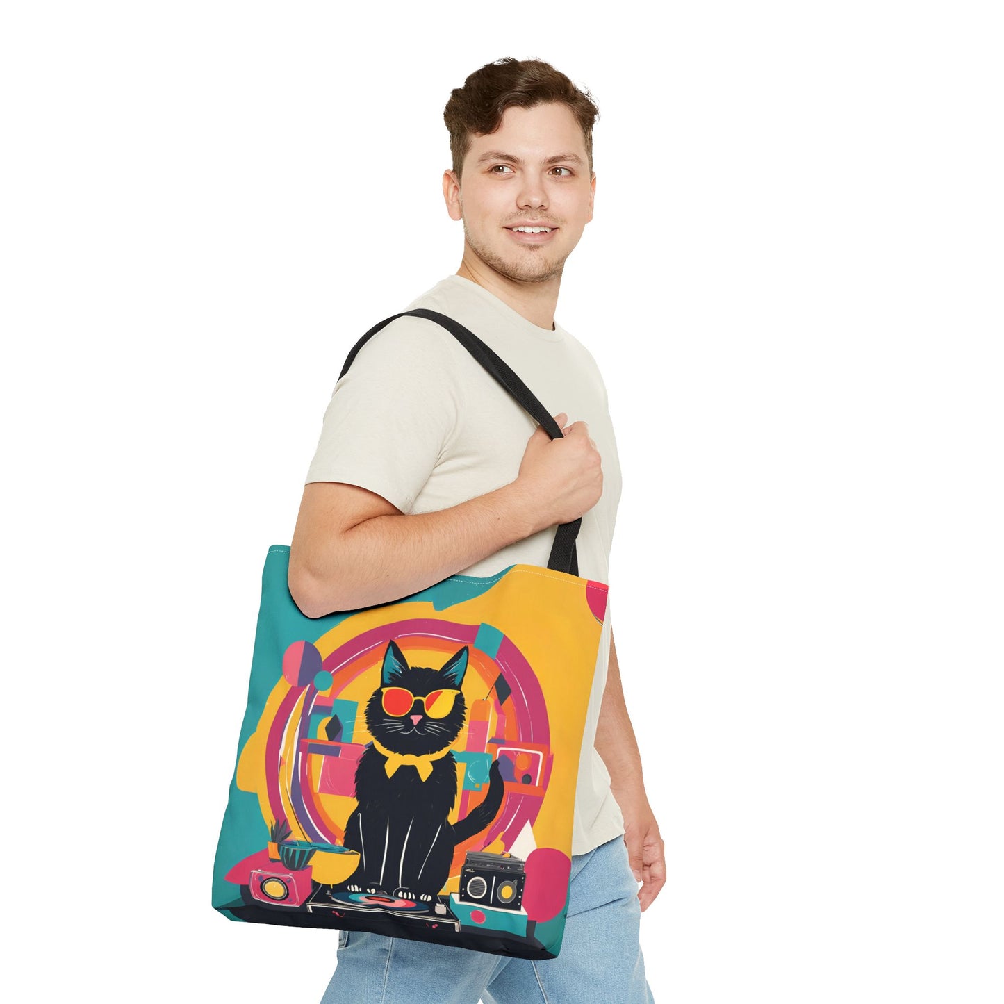 Black Cat DJ Canvas Tote Bag