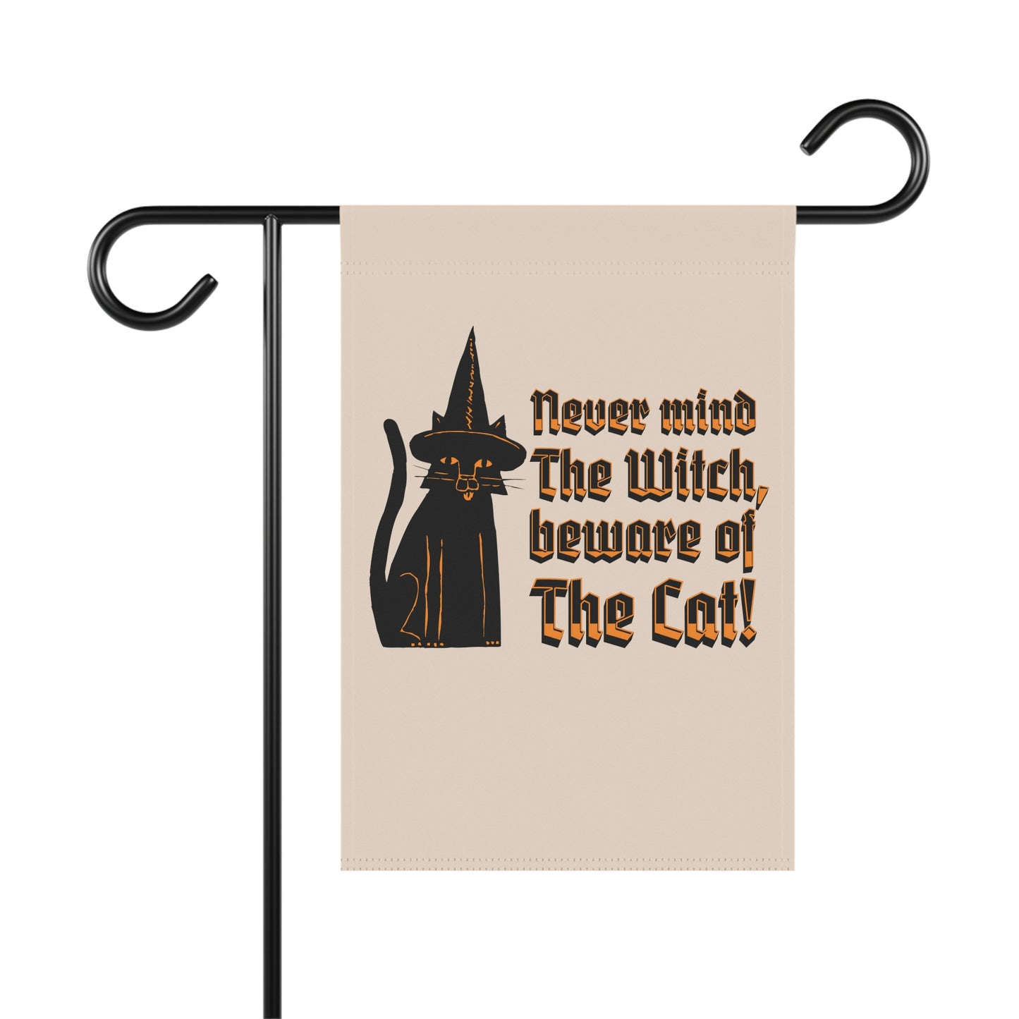 Witchy Black Cat Familiar Garden & House Banner