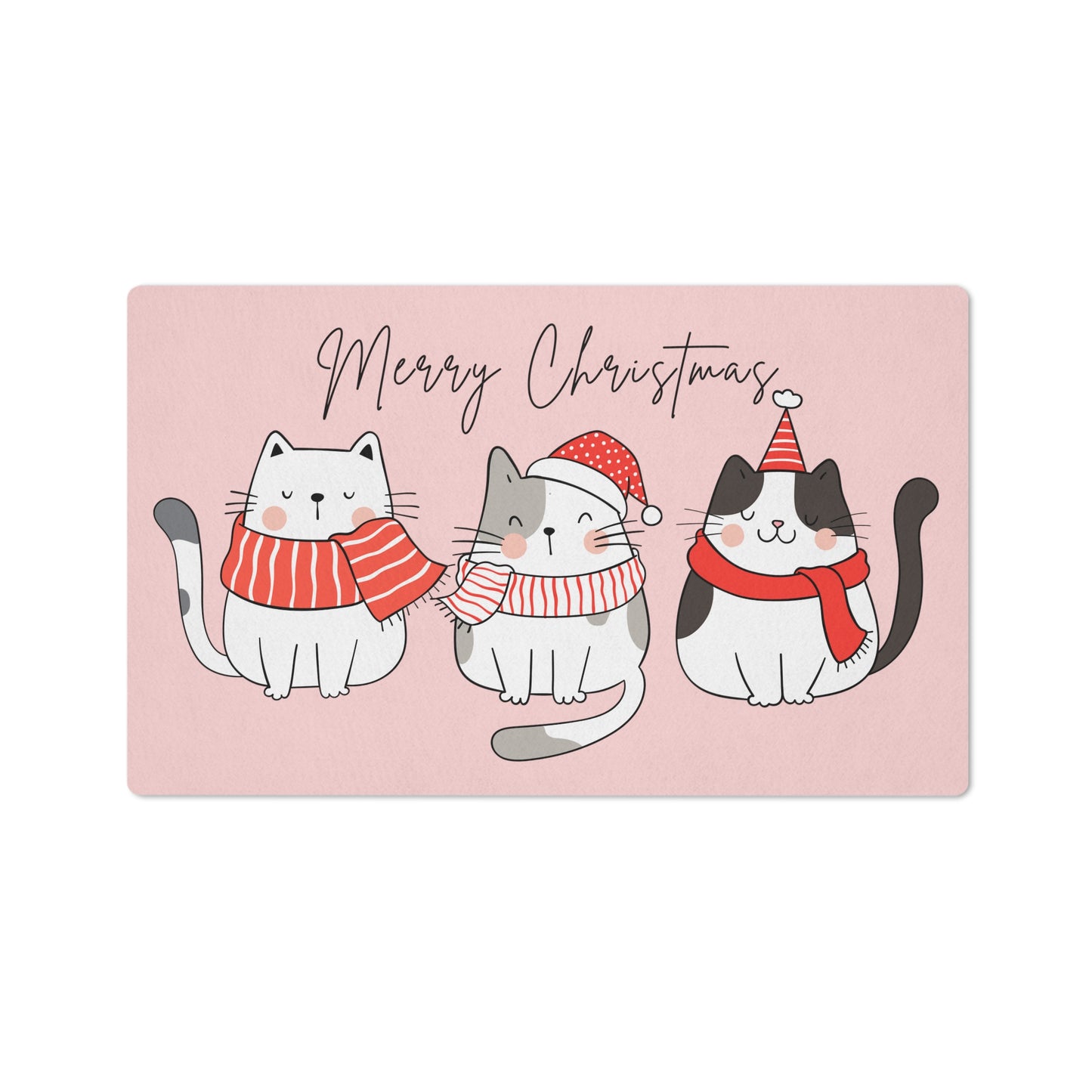Kawaii cats Merry Christmas Floor mat, Cute cats xmas flooring mat, Cozy cats Christmas doormat, xmas rug home decor, Christmas decorations