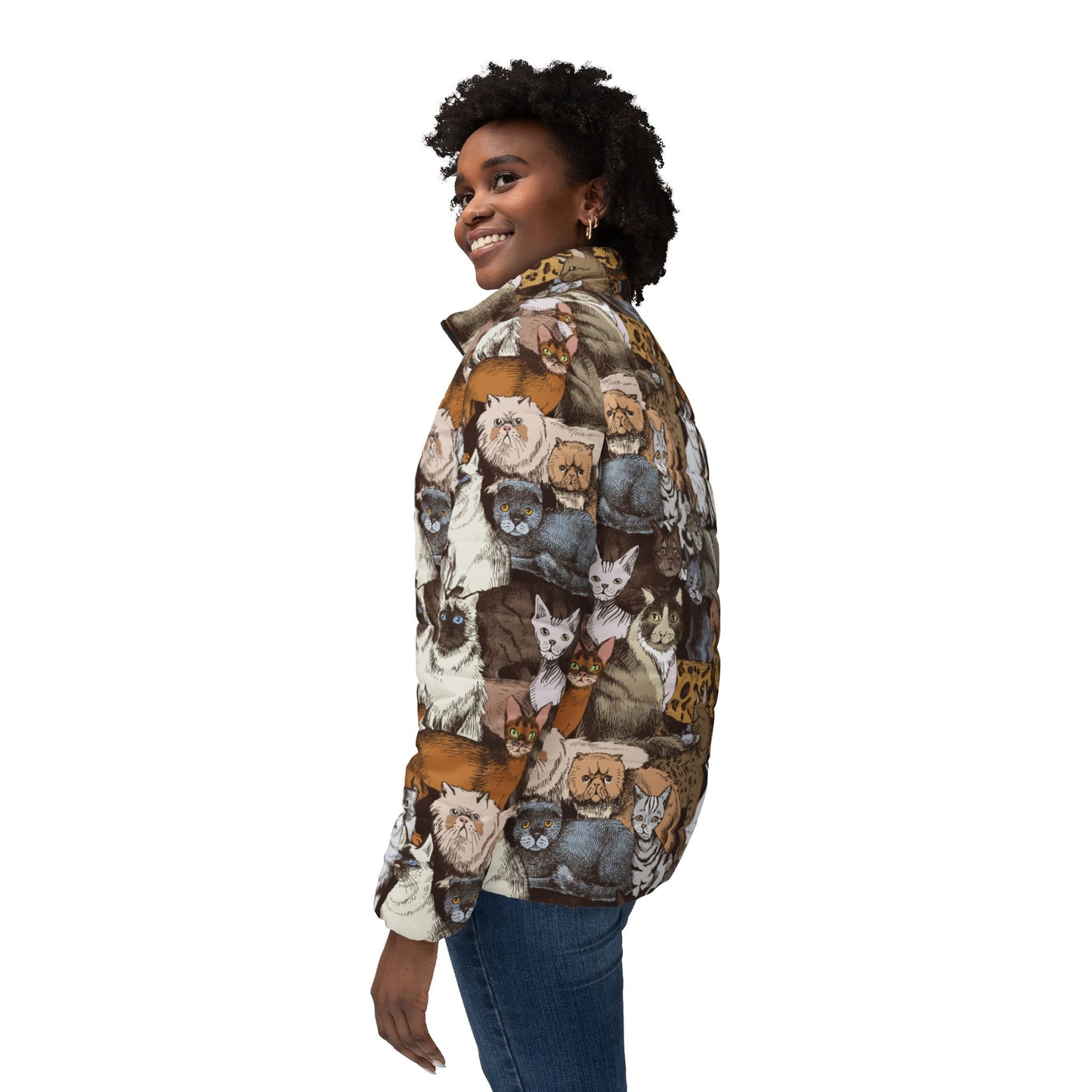 Cats Pattern Puffer Jacket