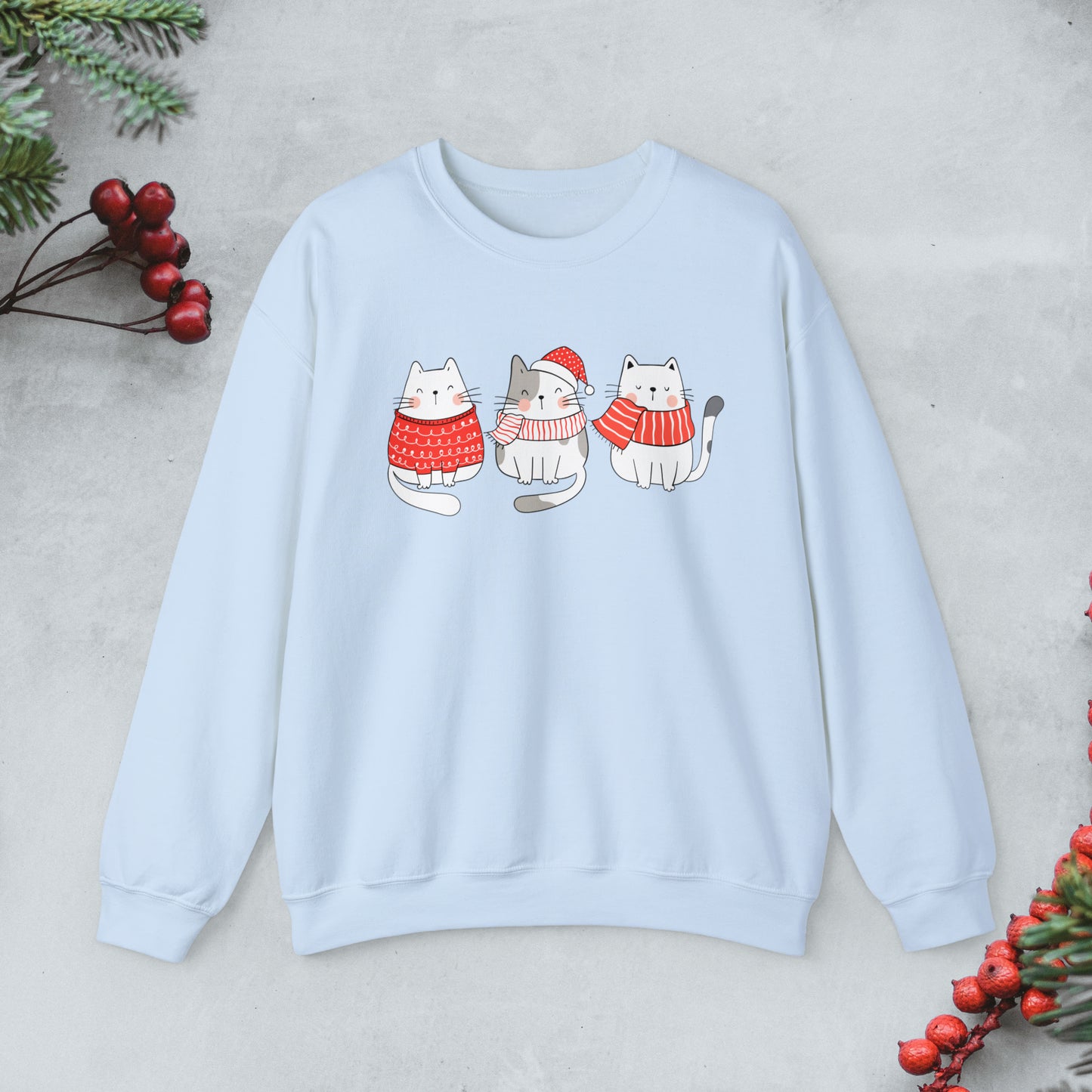 Cute cats Trio Christmas Sweatshirt, Kawaii cats xmas Pullover, Funny cat Merry Christmas crewneck sweater, cat cozy jumper, cat lover gift