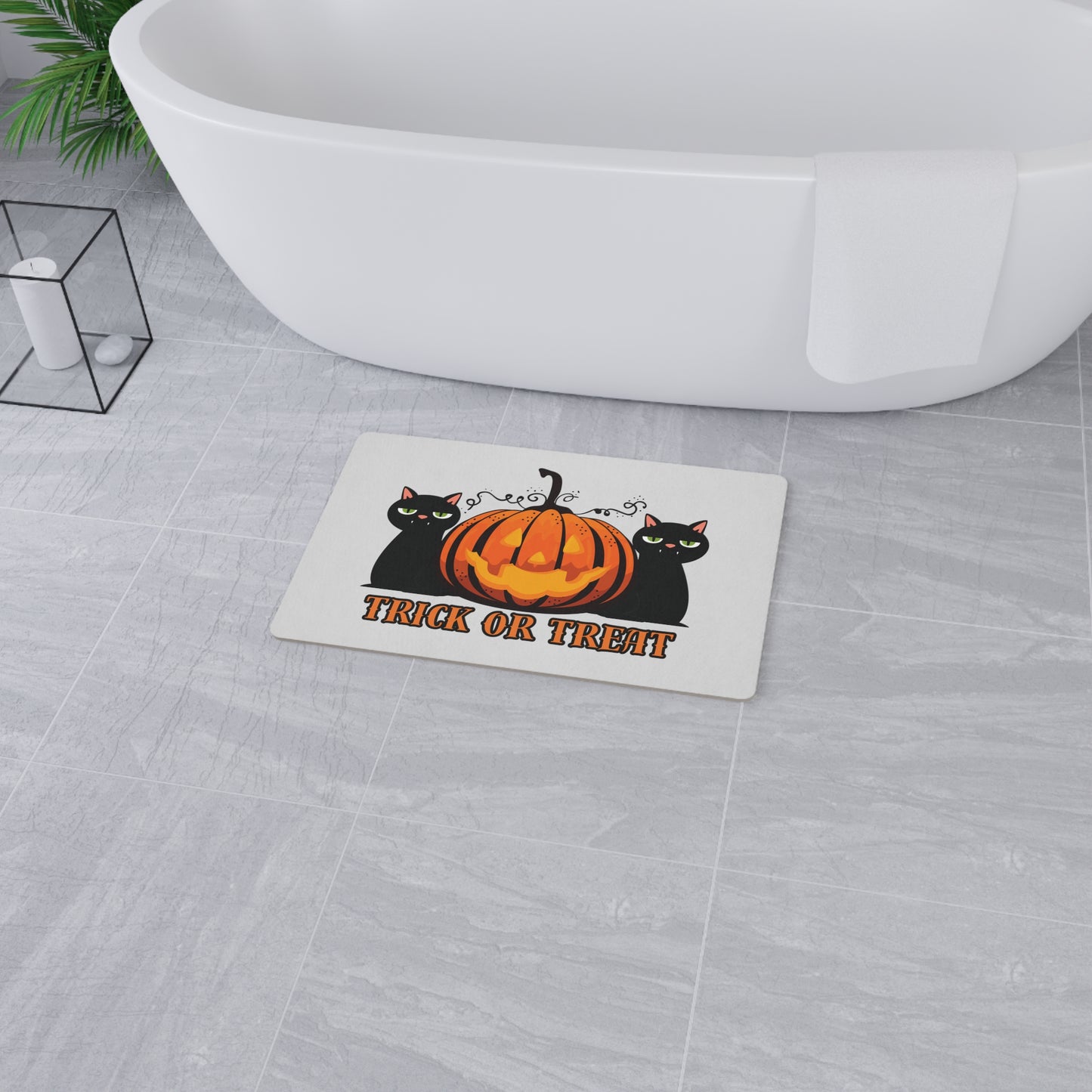 Cat Halloween floor mat, Spooky Season flooring mat, Retro Vintage Cat Halloween rug, black cats Pumpkin doormat, Funny cat Halloween gift