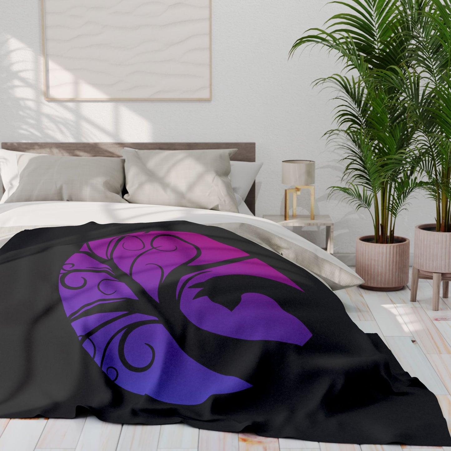 Mystical Black Cat & Moon Arctic Fleece Blanket