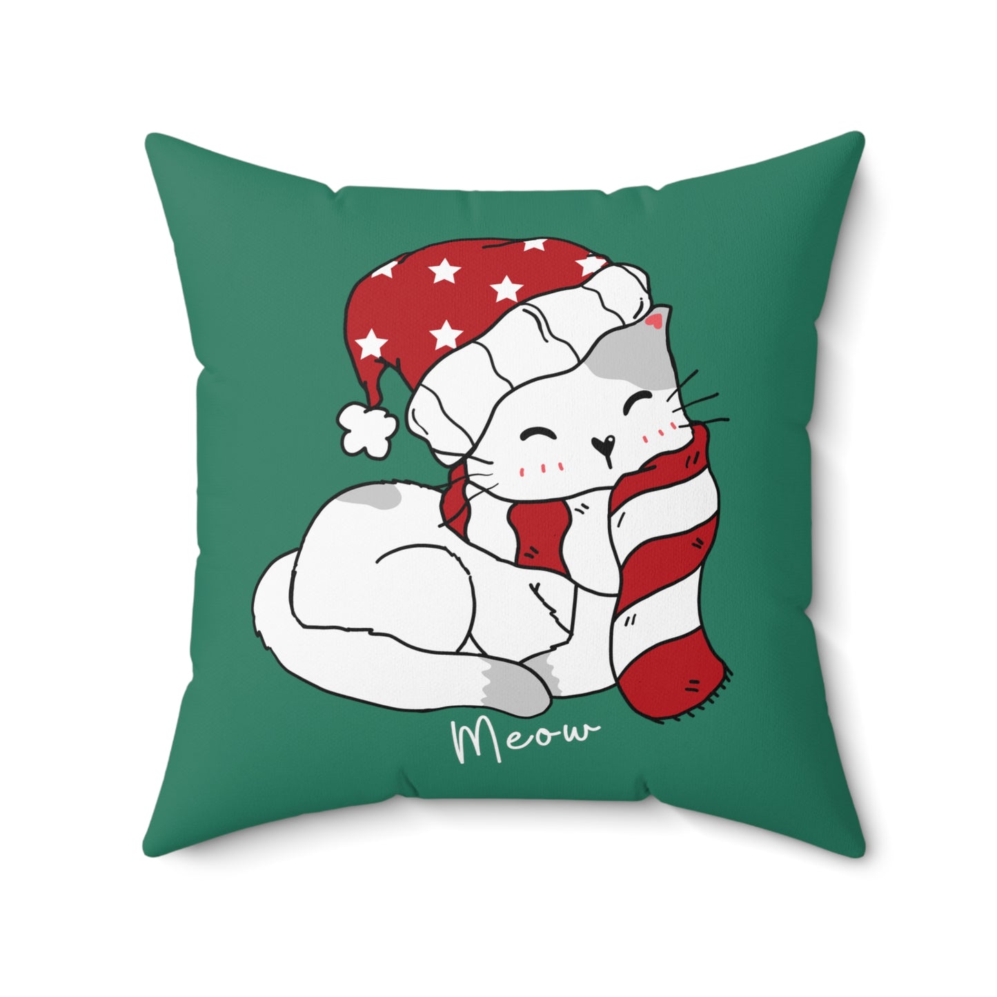 Cute Cat Christmas Pillow, Kawaii Cat xmas Pillow, Cozy Cat Merry Christmas Cushion, Cat Christmas home decor, Merry xmas cat room decor