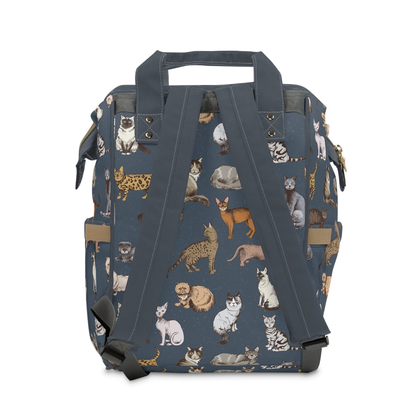 Cats Breeds Pattern Blue Large Capacity Backpack