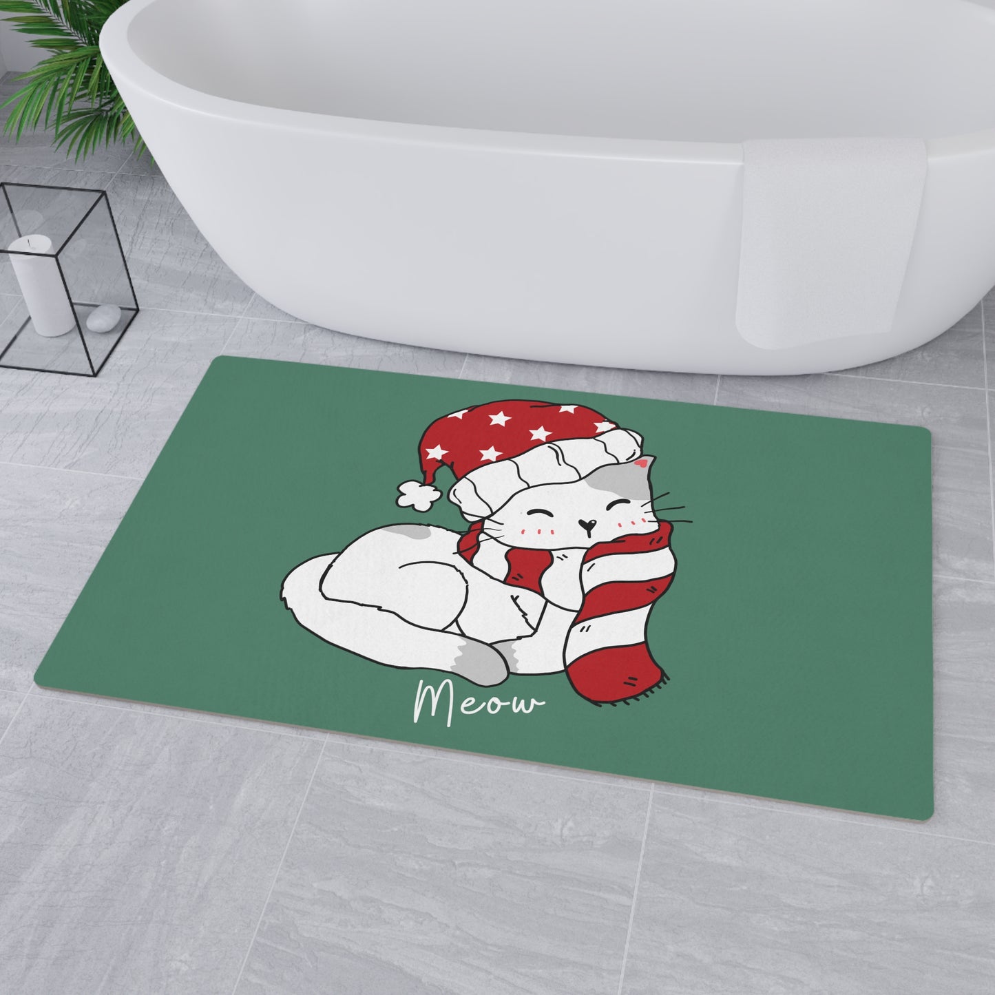 Cute cat Christmas Floor Mat