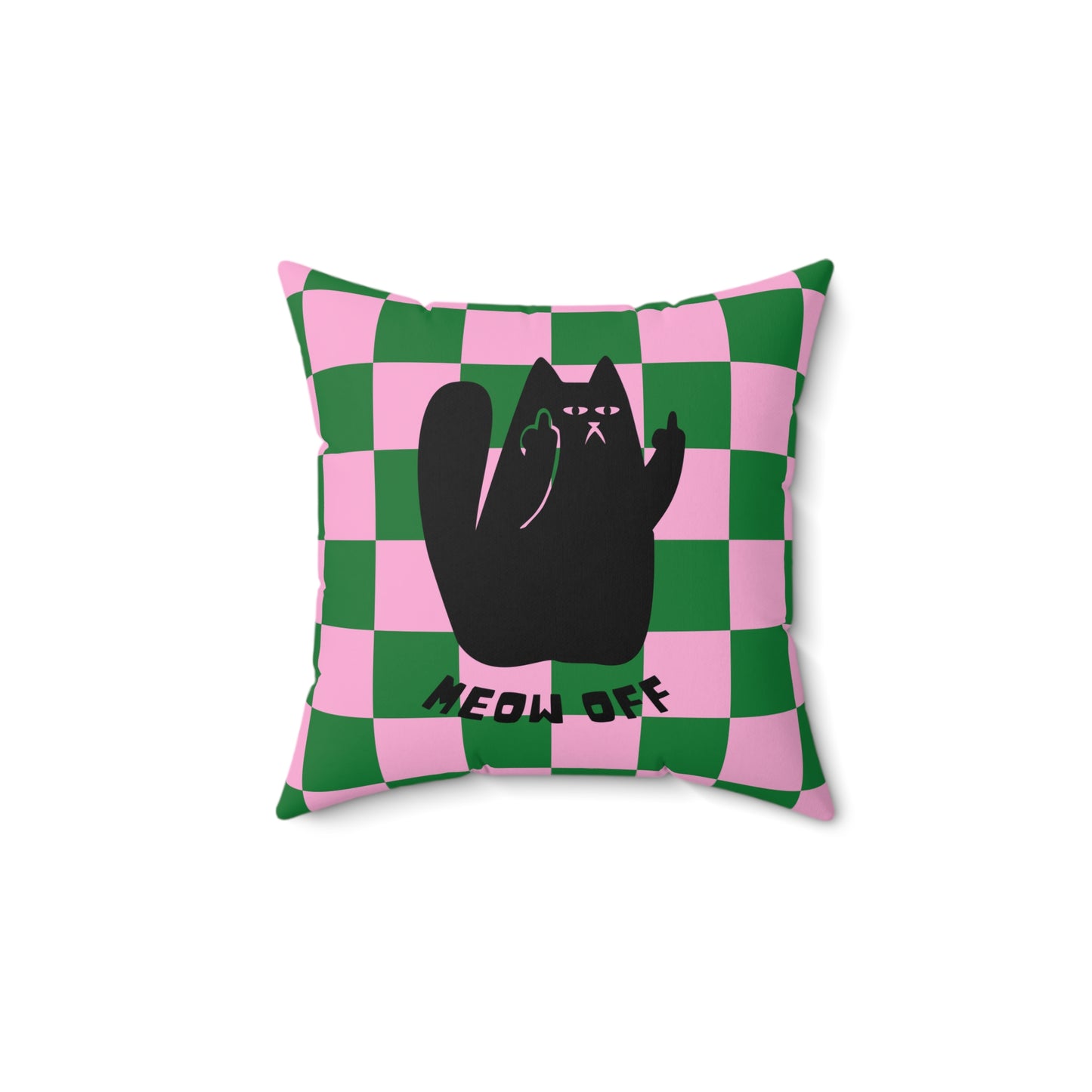 Checkered Funny cat Pillow