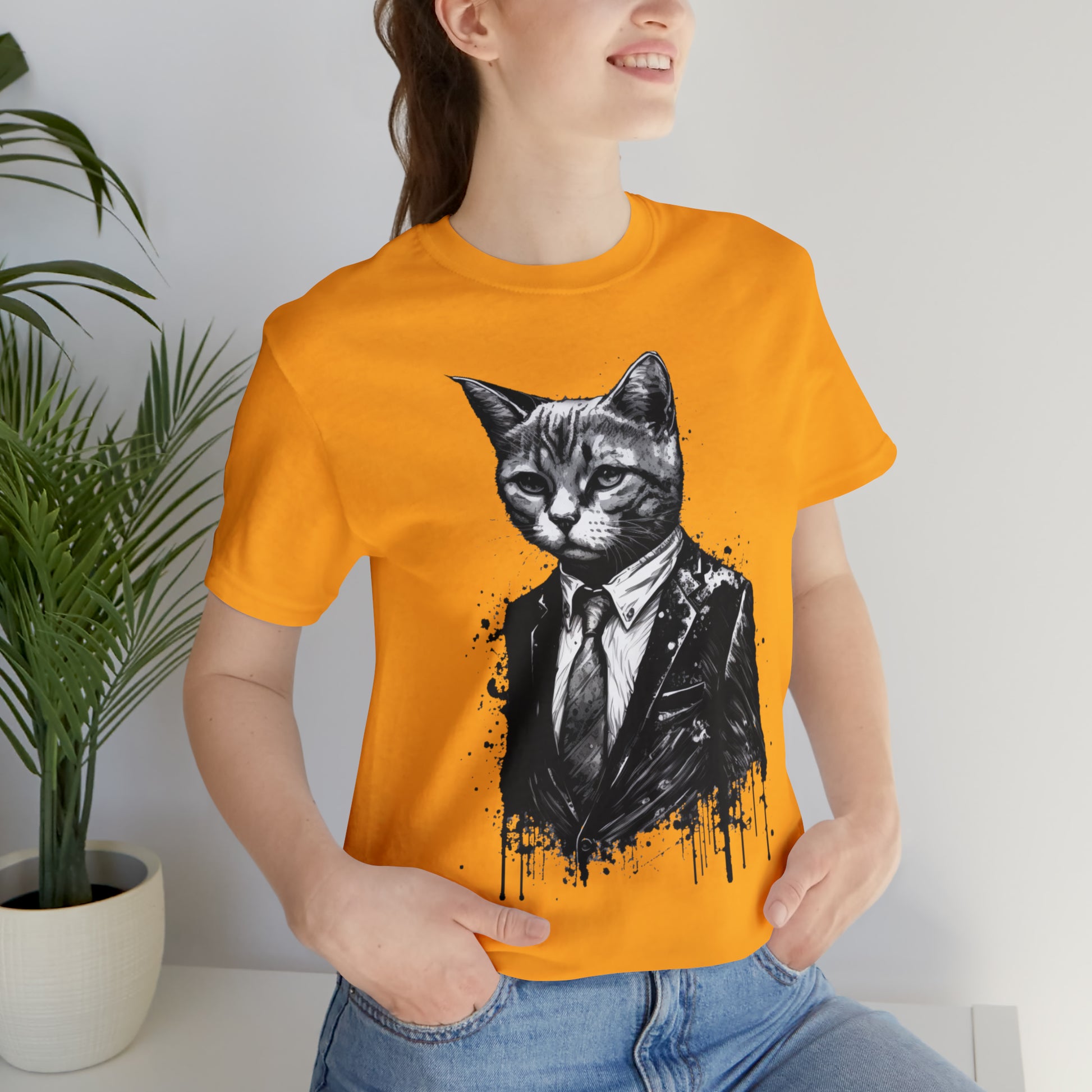 Elegant Cat in a Suit T-shirt, Cat Suit Outfit Tee shirt, Black Suit shirt, Business cat shirt, Boss cat tshirt, gift for cat lover