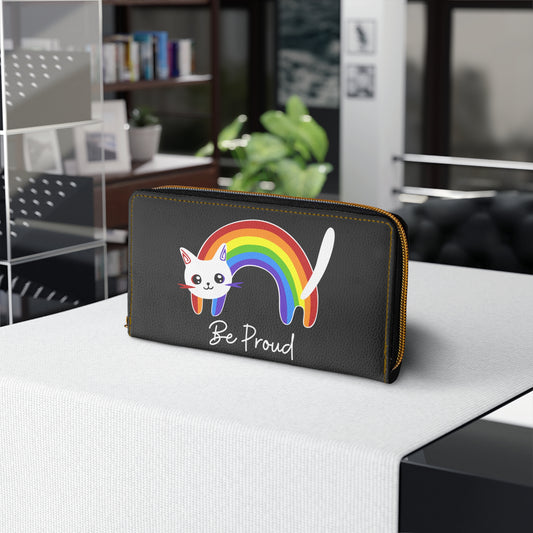 Rainbow Pride Cat Zipper Wallet, cat be proud wallet, Cat LGBTQ accessory, colorful cat wallet, cute Lgbt wallet, Functional cat wallet