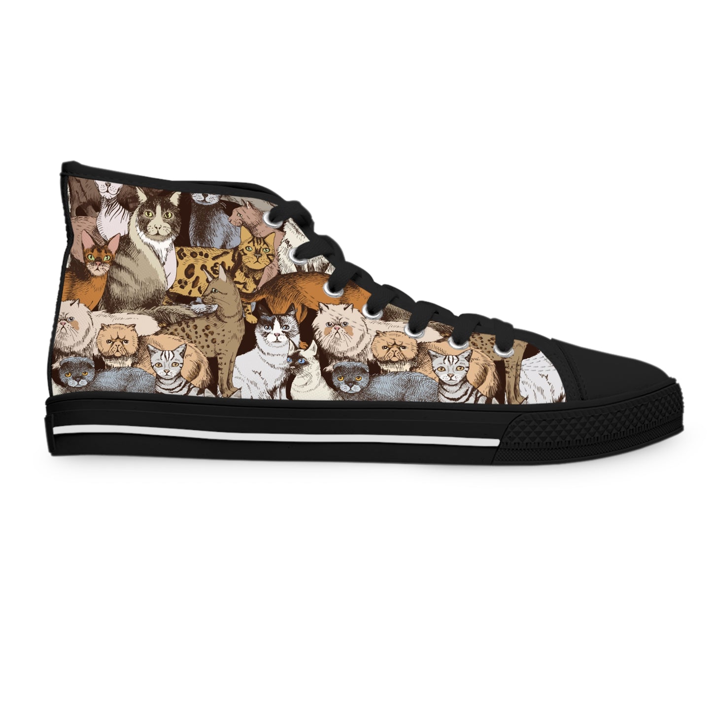 Vintage Cats Pattern Women's High-Top Sneakers