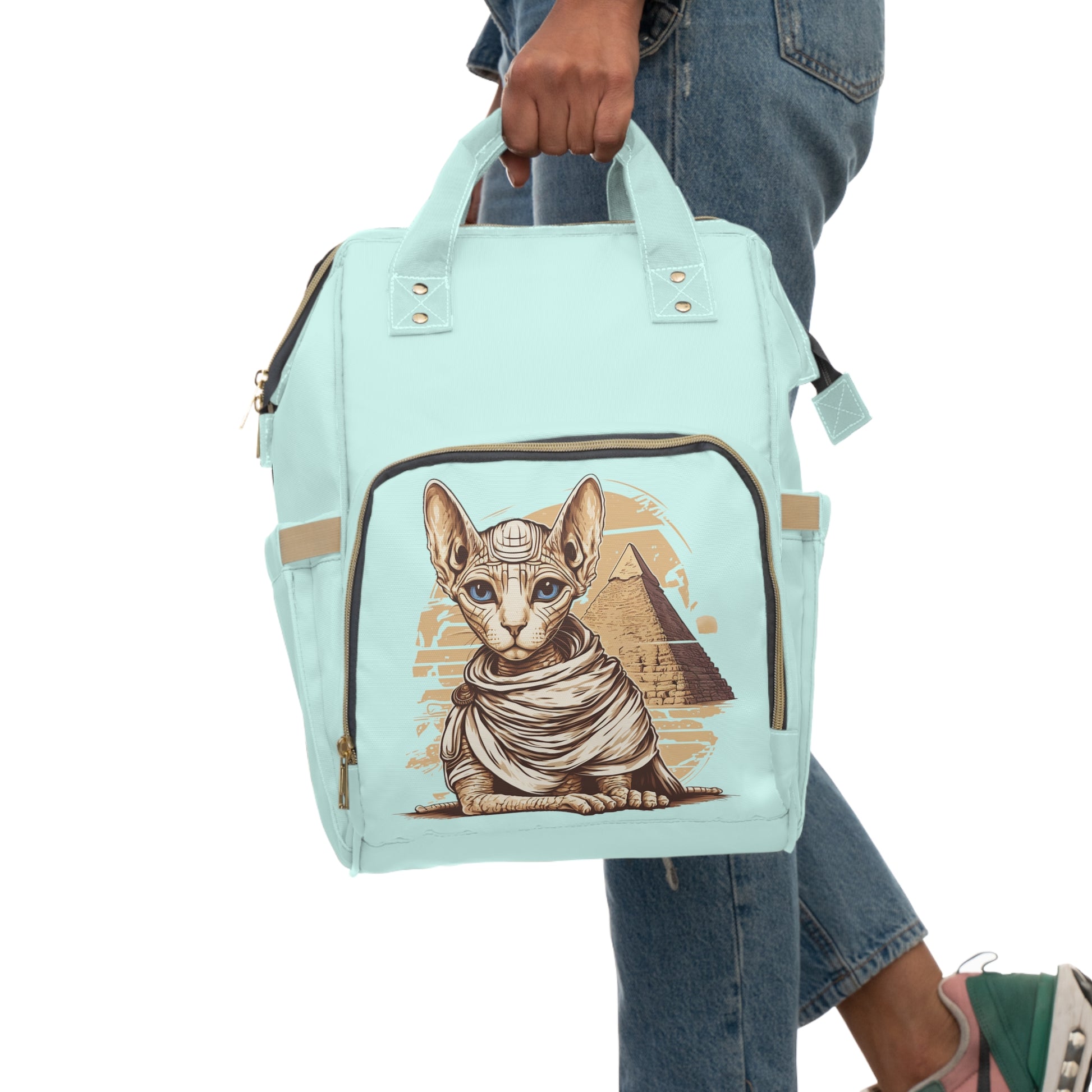 Sphynx Cat Pyramid Large Capacity Backpack, Cat ancient egypt student bag, Sphynx cat egypt aesthetic Backpack, pharaoh cat school backpack