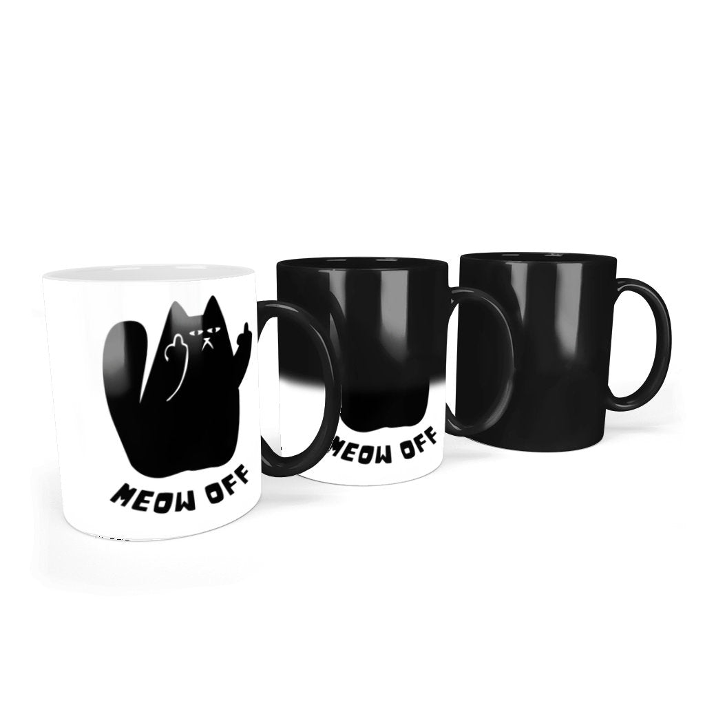 Black Cat pointing middle finger Color Changing Mug, Funny cat mug, Fuck you cat mug, sarcastic cat Mug, cat humor mug, funny cat gifts