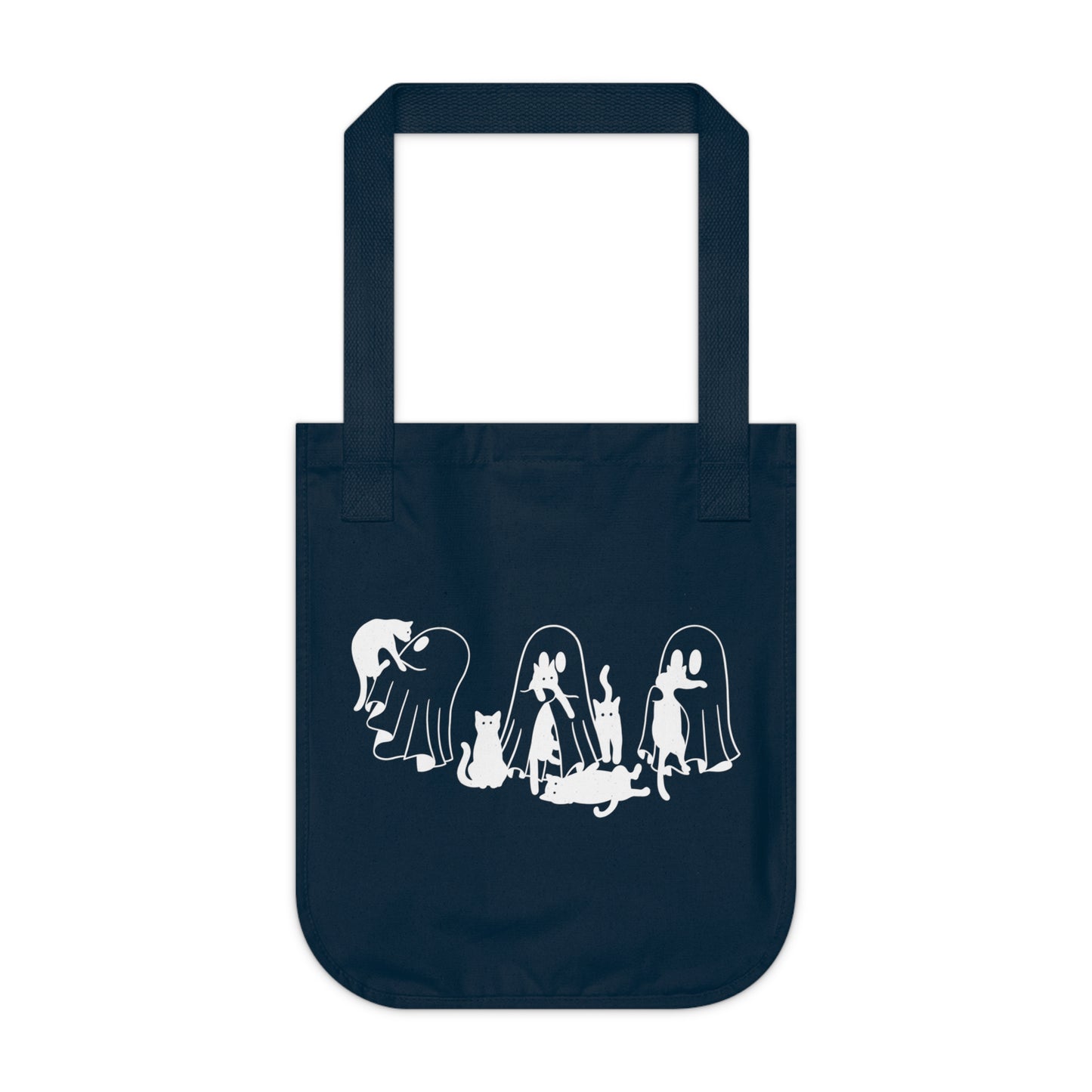 Cats and Ghost Halloween Organic Canvas Tote Bag
