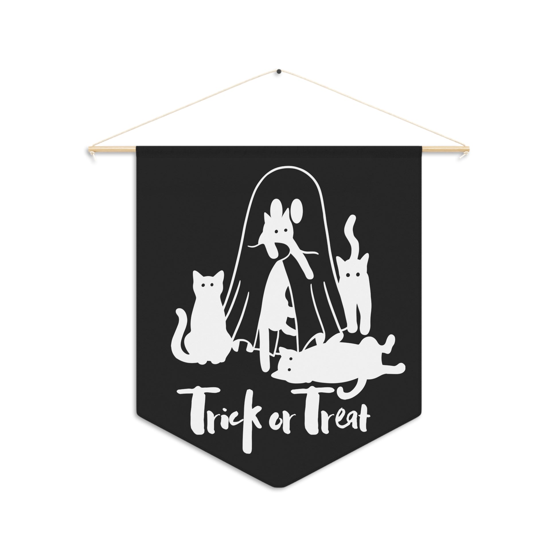 Ghost and cats pennant, Cat Halloween flag pennant, Spooky Season pennant, Black Cats Ghost Halloween home decor, Halloween Home accessory