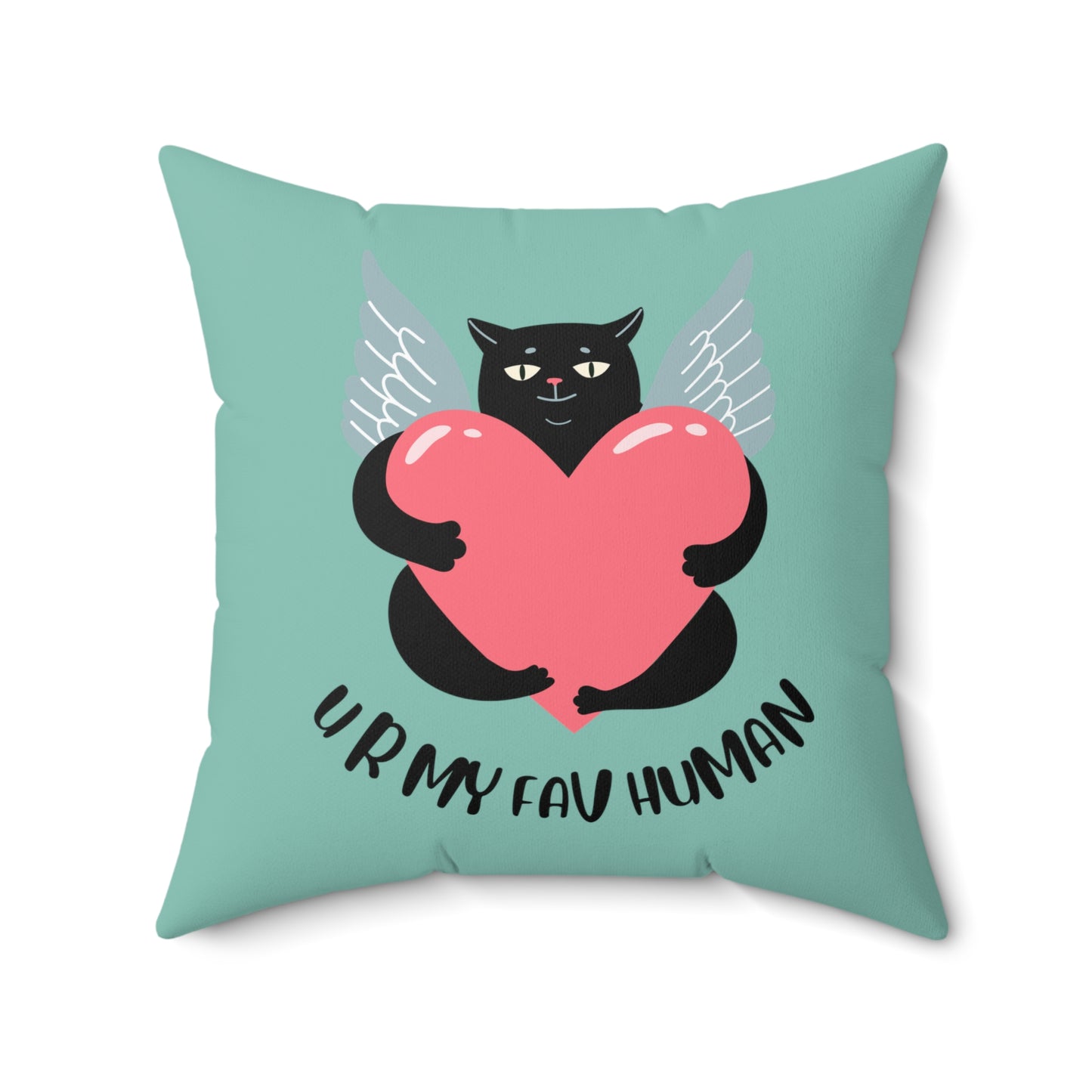 Black cat heart Valentine's day Pillow