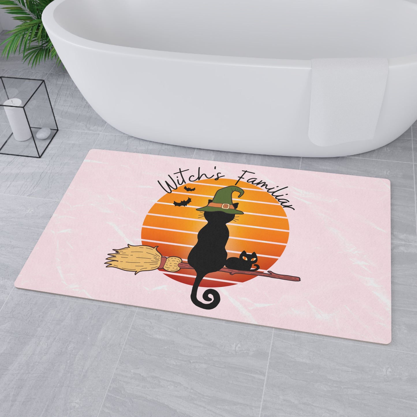 Retro Black Cat Familiar Floor Mat
