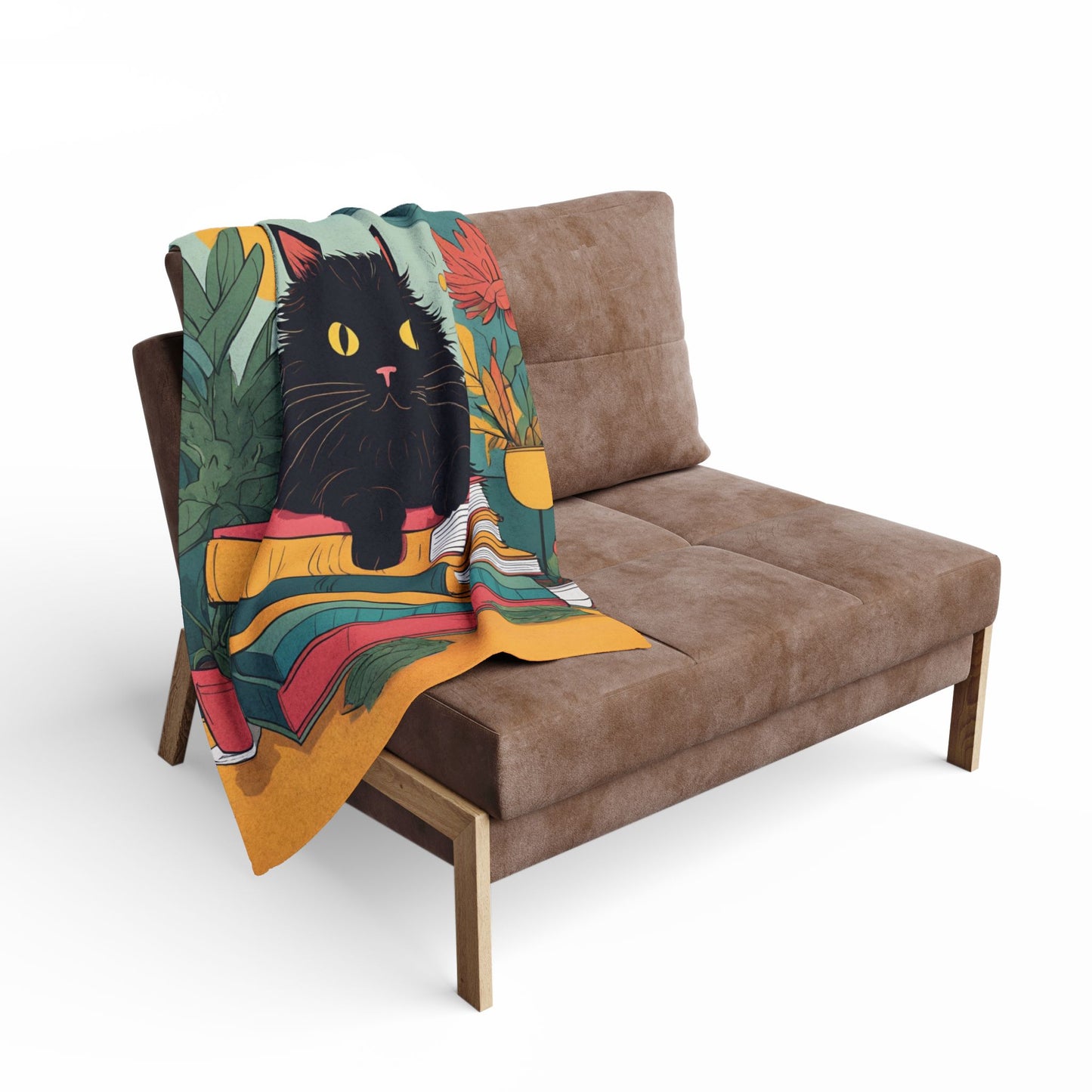 Black Cat and Books Arctic Fleece Blanket