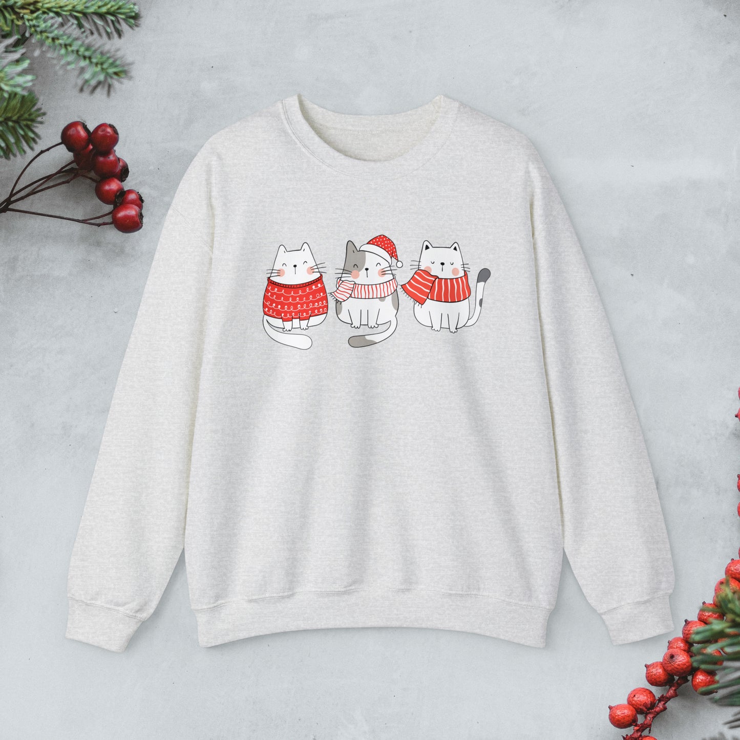 Cute cats Trio Christmas Sweatshirt, Kawaii cats xmas Pullover, Funny cat Merry Christmas crewneck sweater, cat cozy jumper, cat lover gift