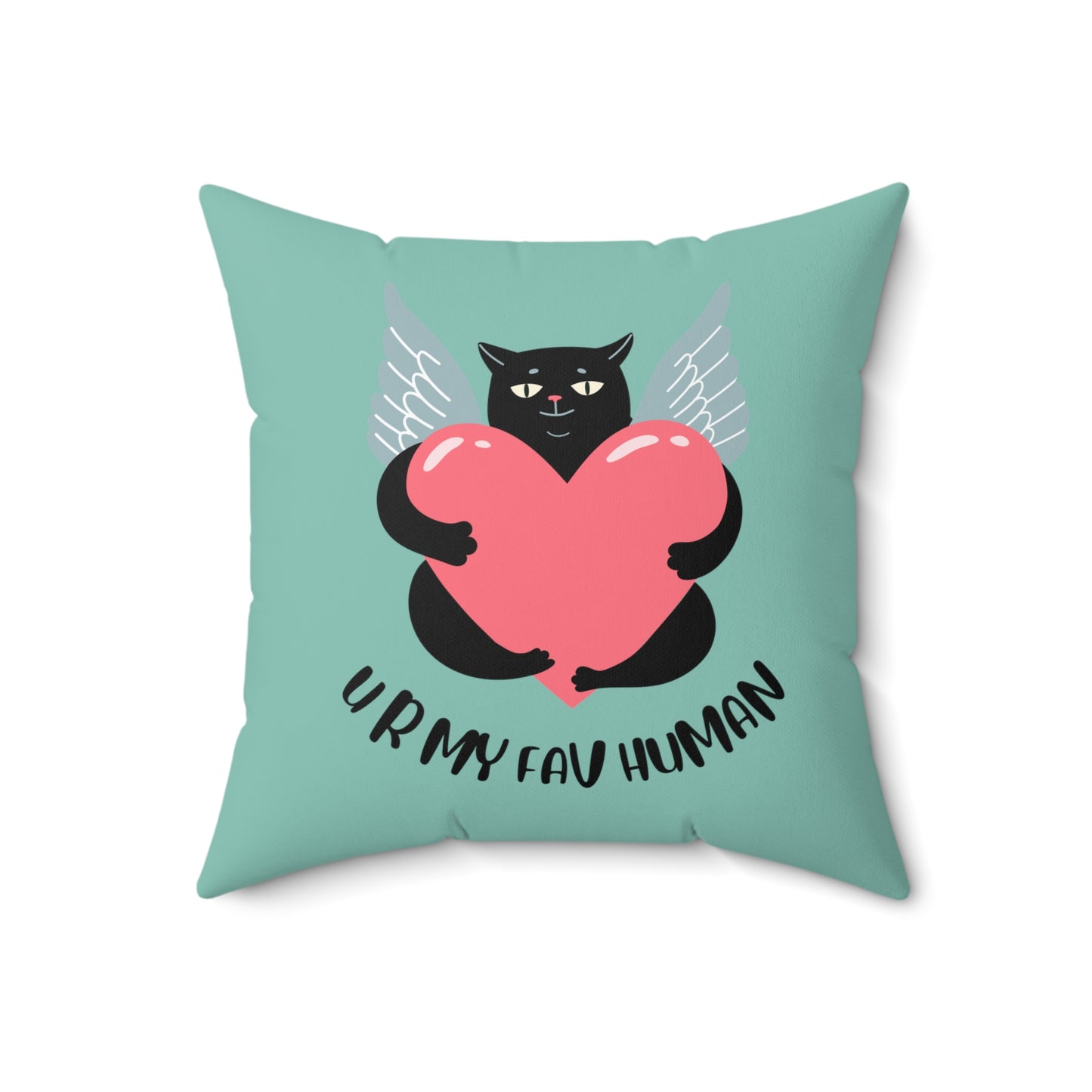 Black cat heart Valentine's day Pillow
