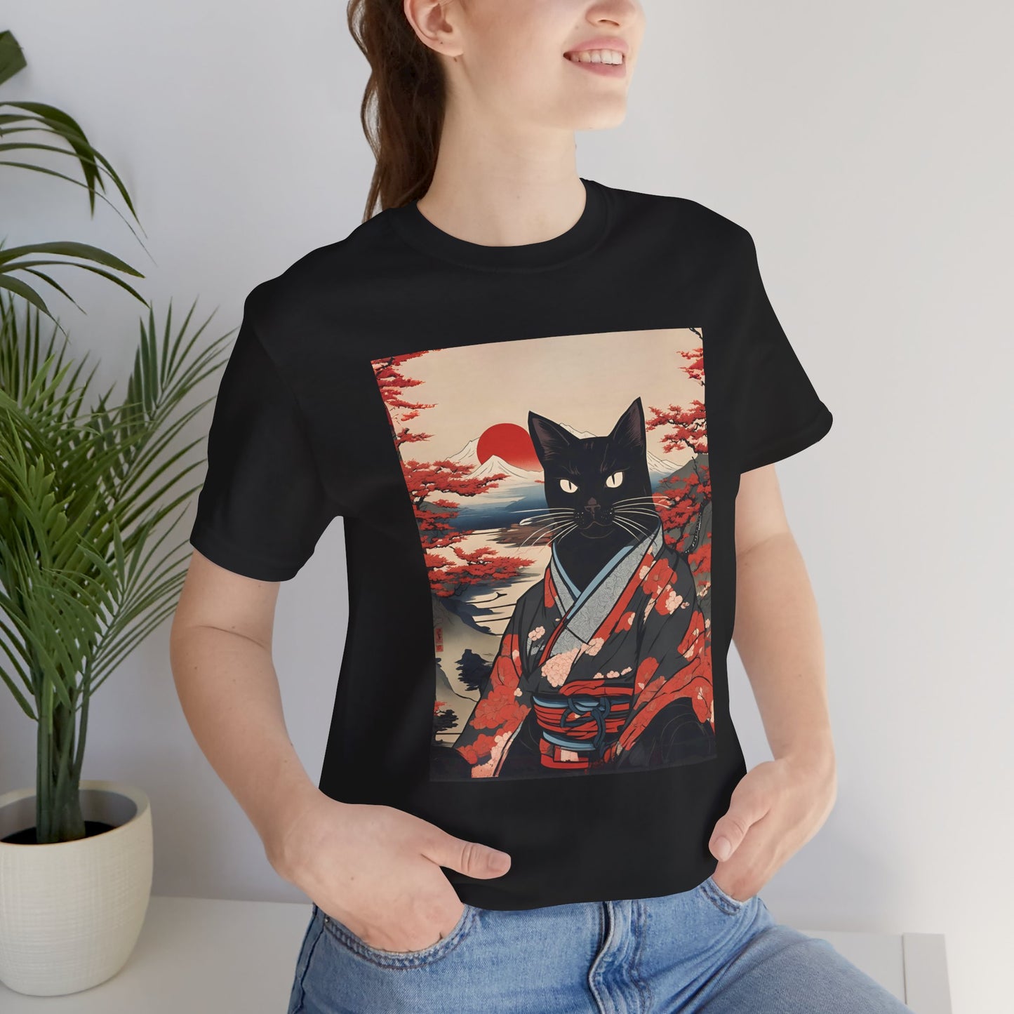 Ukiyo-e Style Black Cat T-Shirt