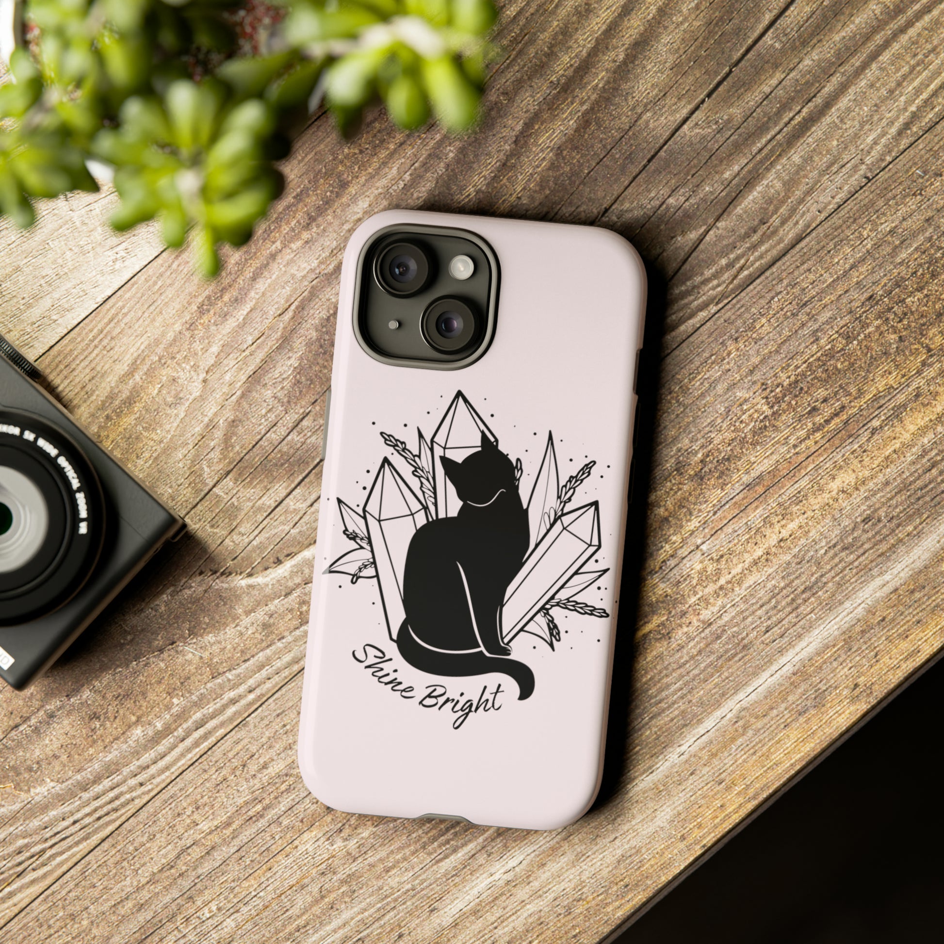 Celestial Cat and Crystals Tough Cases, Witchy Black Cat Familiar Phone Case, Whimsical Cat Tough Cases, Cute Mystical Magical Iphone Case