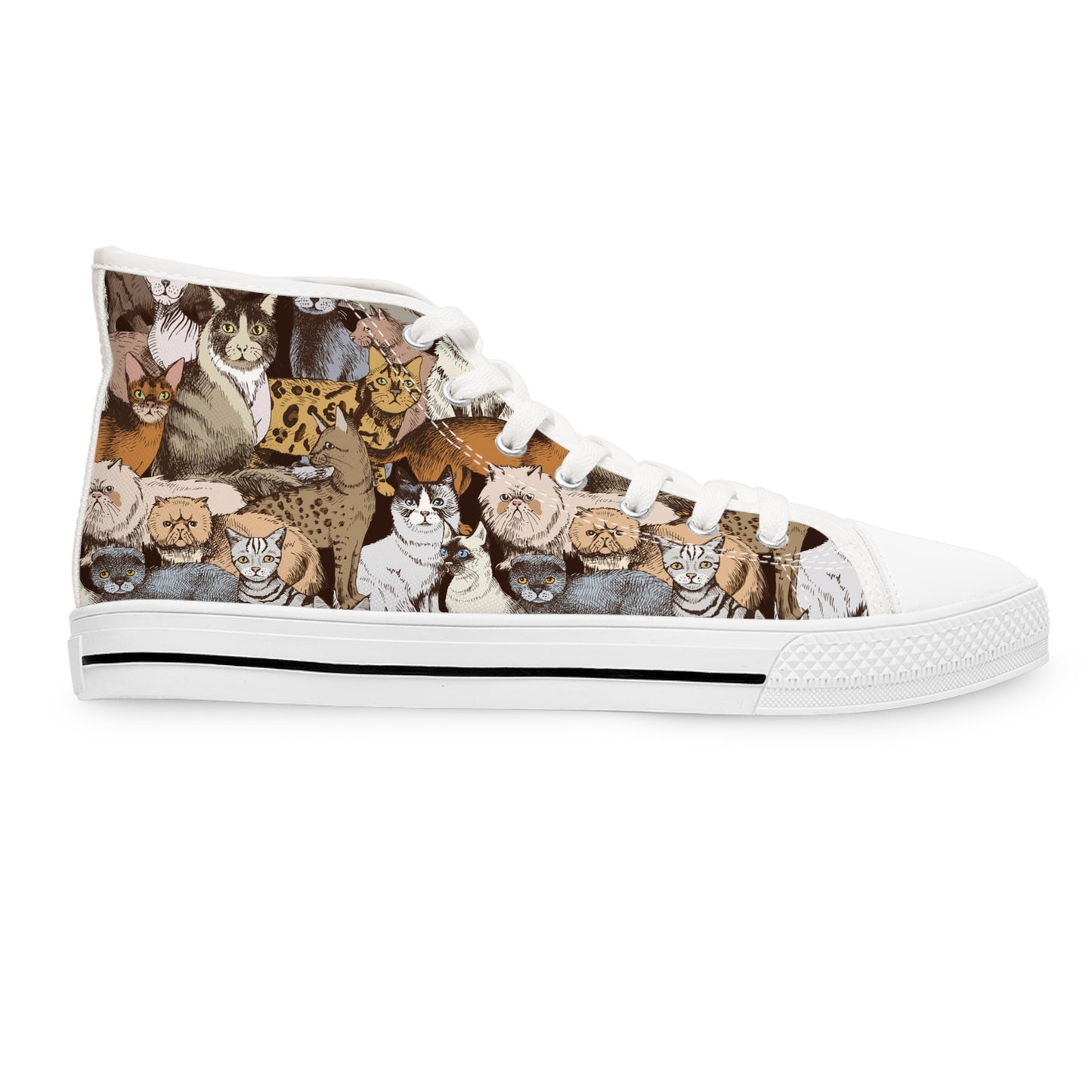 Vintage Cats Pattern Women's High-Top Sneakers